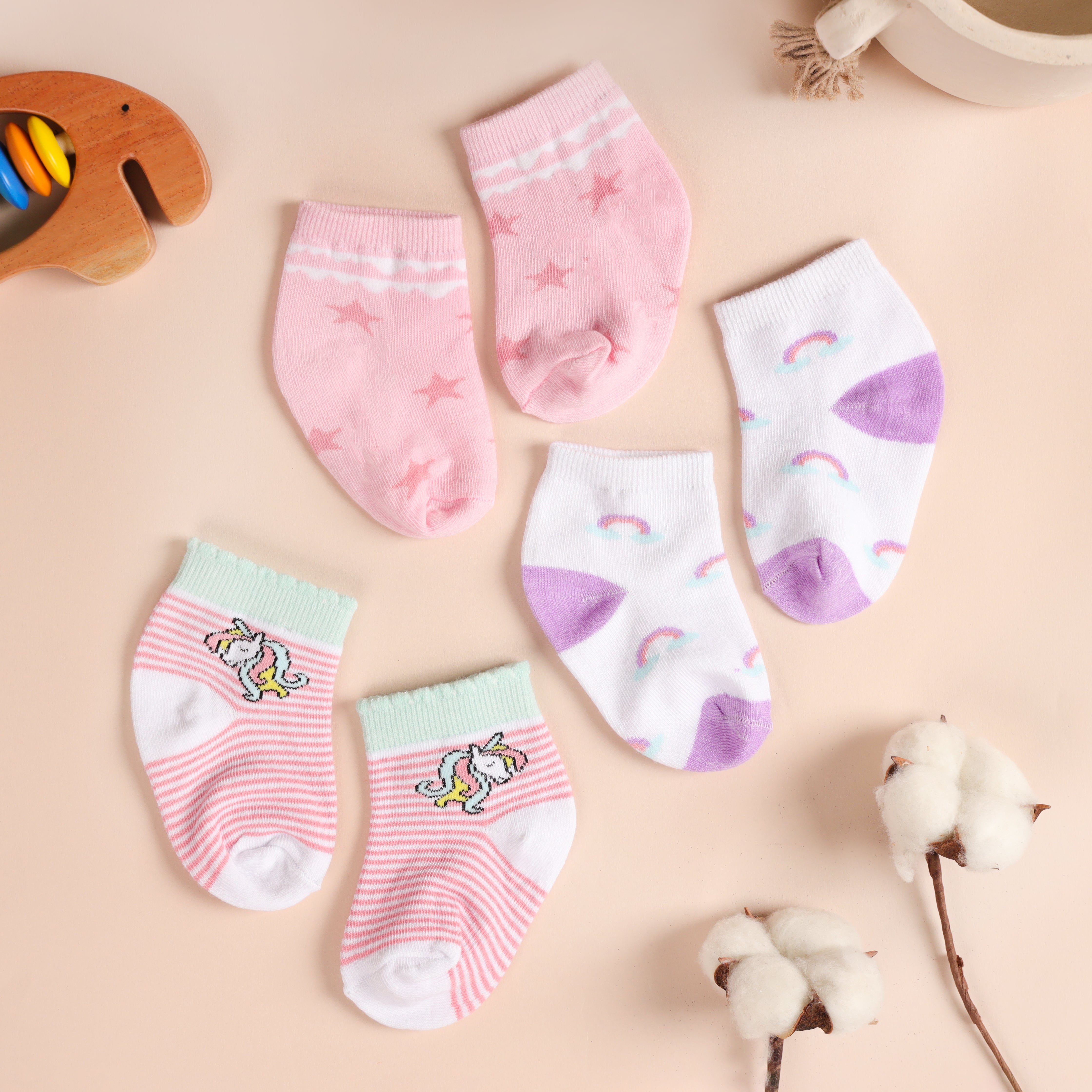 Unicorn Land Flat Socks (Pack of 3)