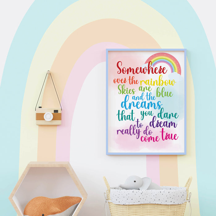 Somewhere Over The Rainbow Quote Wall Art