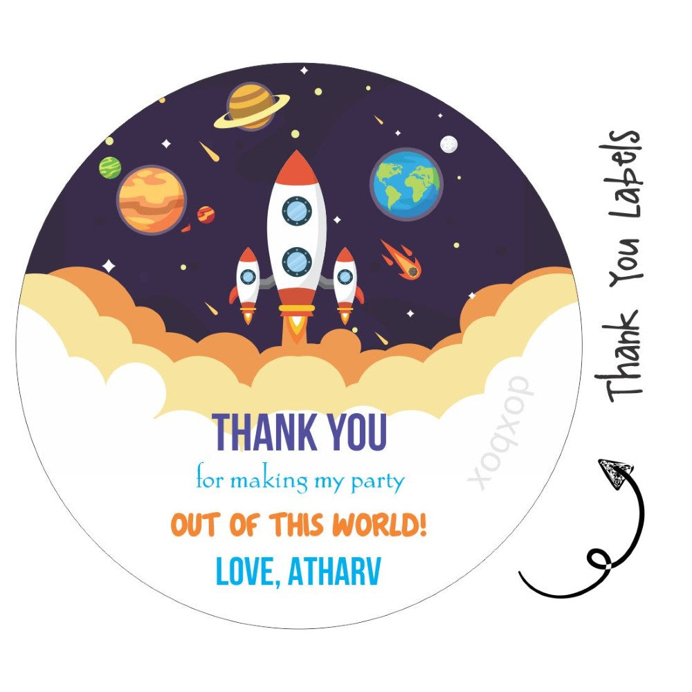 Round Thank You Label - Space