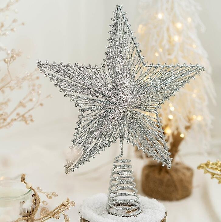 Sparkling Silver Star Christmas Tree Top