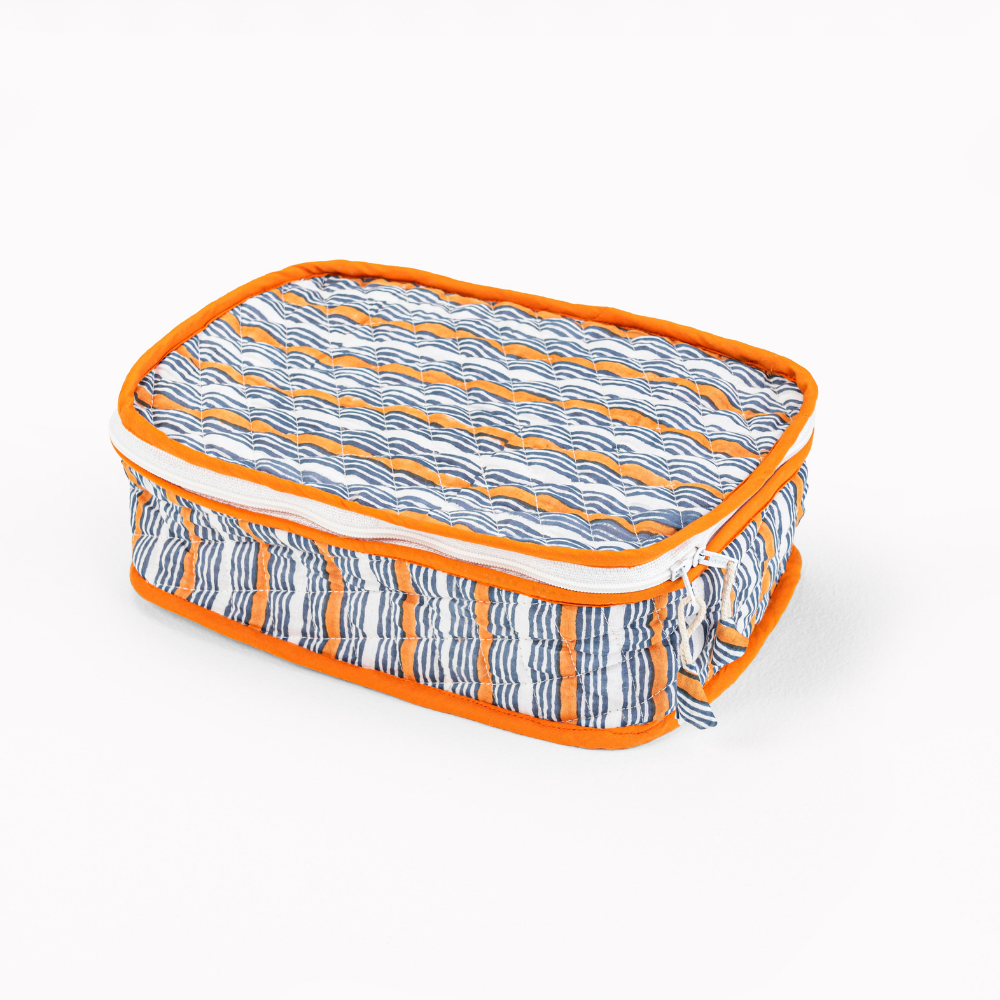 Stainless Steel 5 Section Bento Lunch Box With dip Container ,Cover And Napkin - Stripes