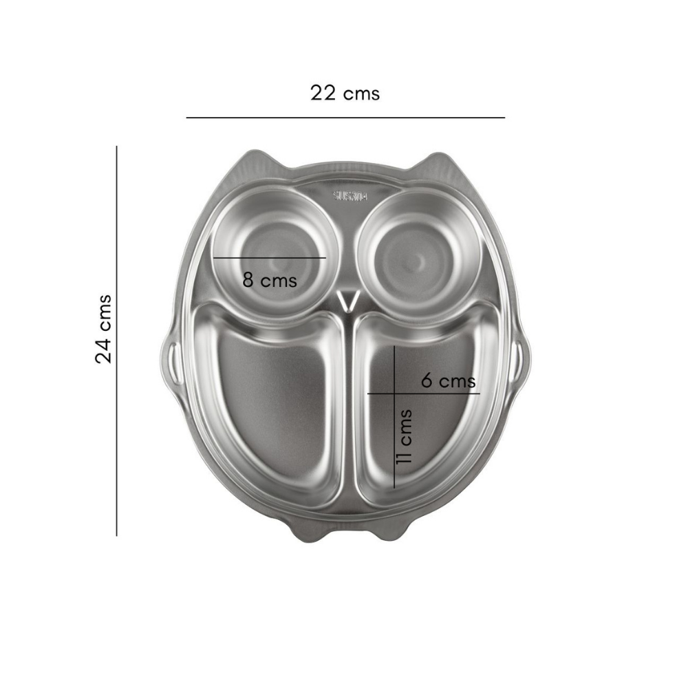 Stainless Steel Owl Lunch Plate