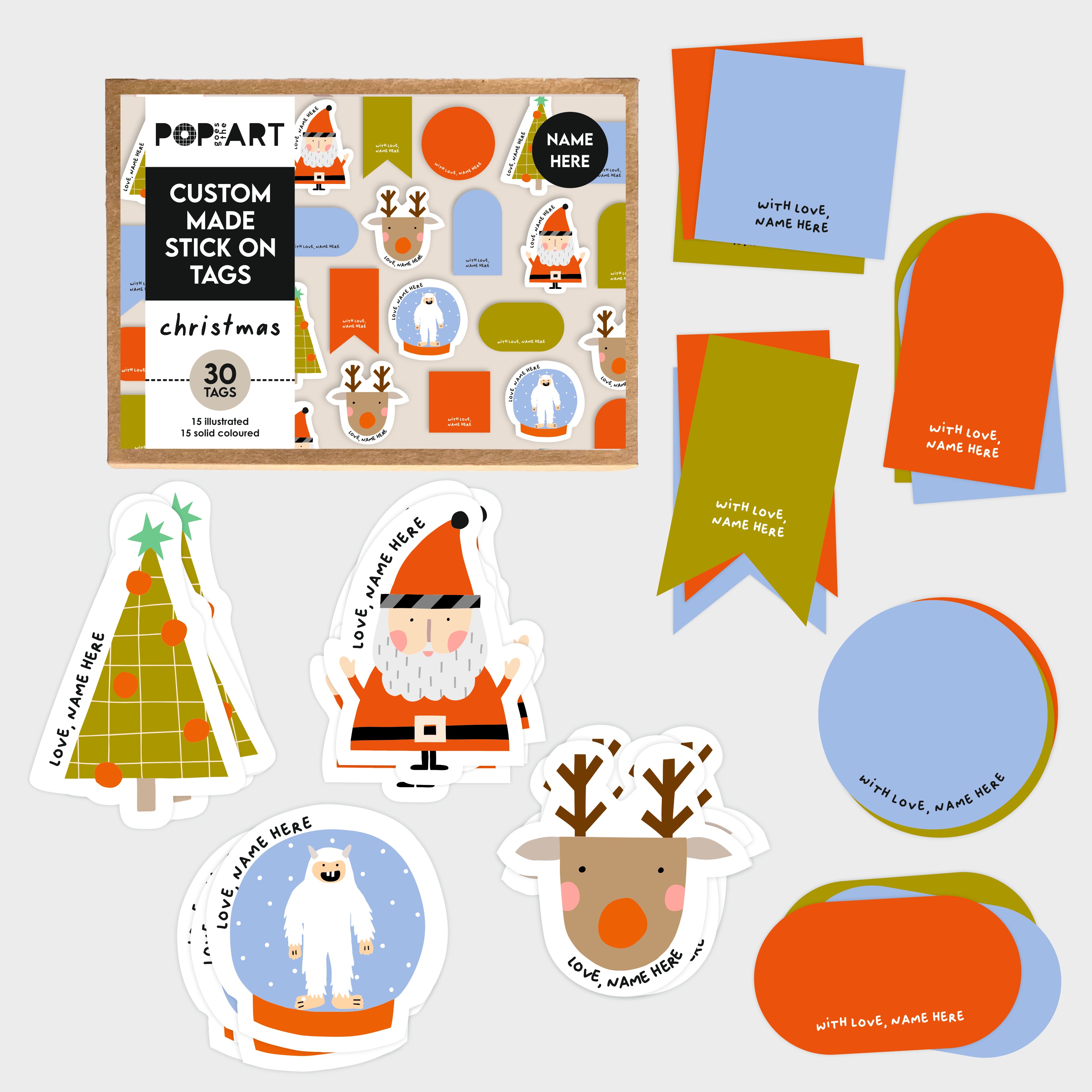 Stick On Tags - Christmas, Pack of 30