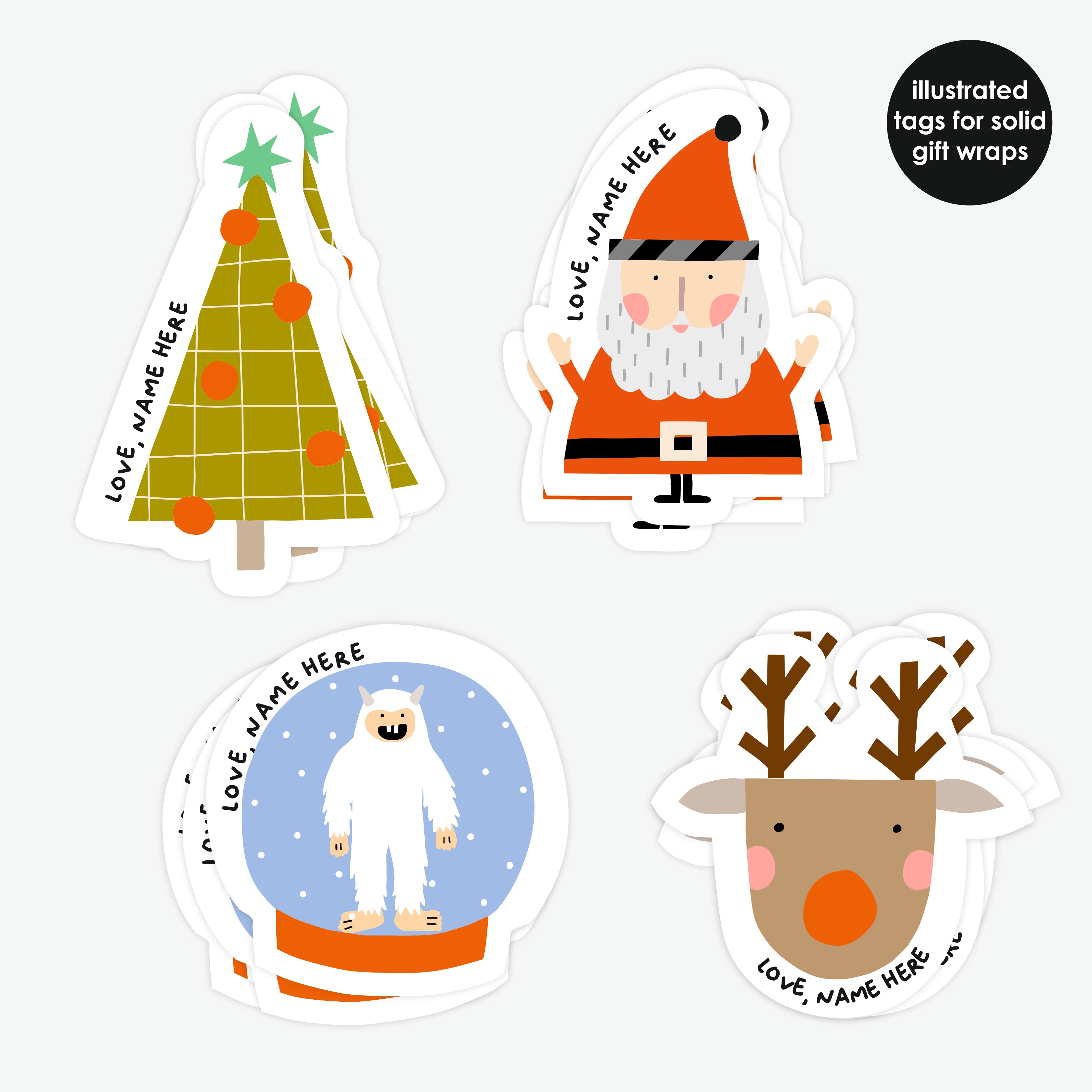Stick On Tags - Christmas, Pack of 30