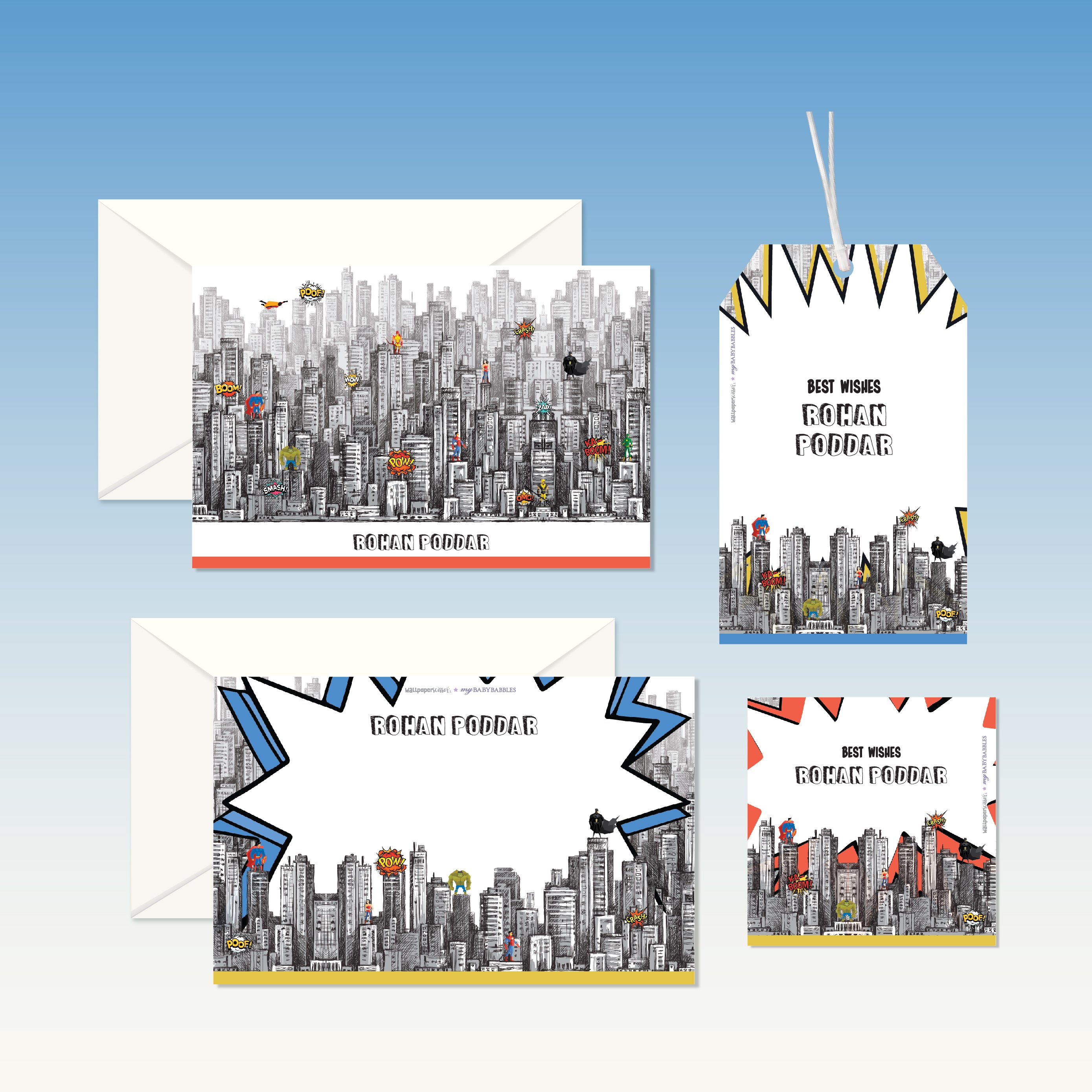 Personalised Stationery Gift Set - Set of 24 or 48 <br> WallPaperScissor x My Baby Babbles Exclusive