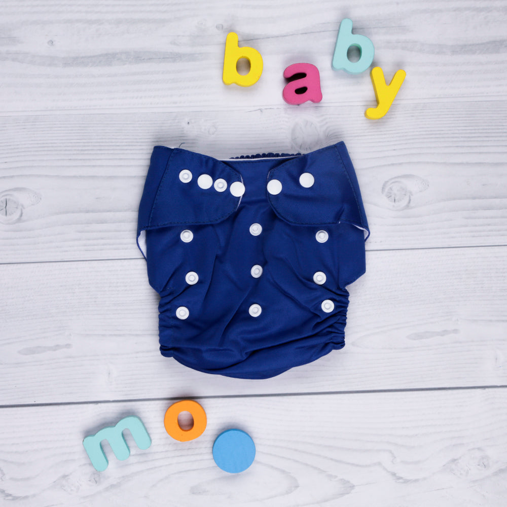 Plain Blue Adjustable & Washable Diaper - Baby Moo