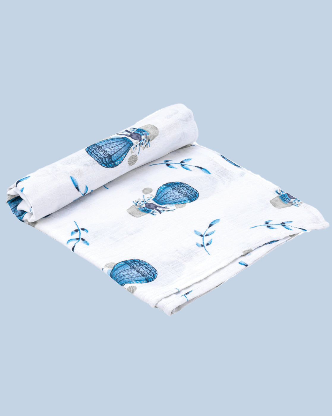 Theoni 100% organic cotton muslin swaddles (Set of 2) - Cappadocia Dreams Blue