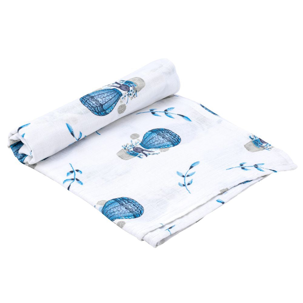 Theoni 100% organic cotton muslin swaddles - Cappadocia Dreams Blue