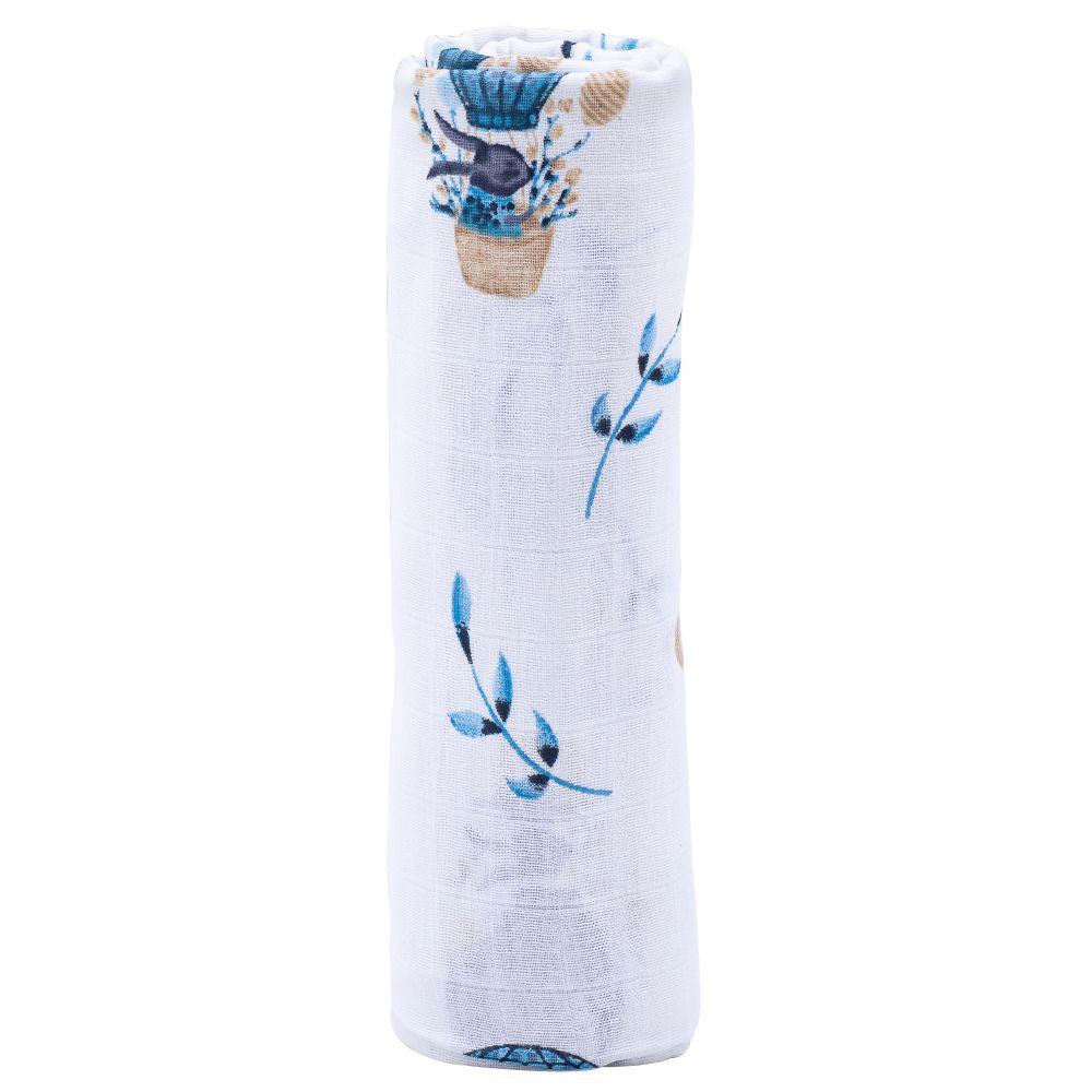 Theoni 100% organic cotton muslin swaddles - Cappadocia Dreams Blue