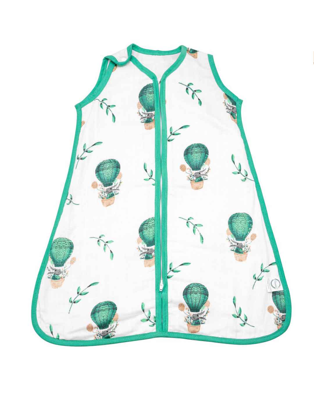 Theoni 100% organic cotton muslin Baby Sleeping Bag - Cappadocia Dreams Green