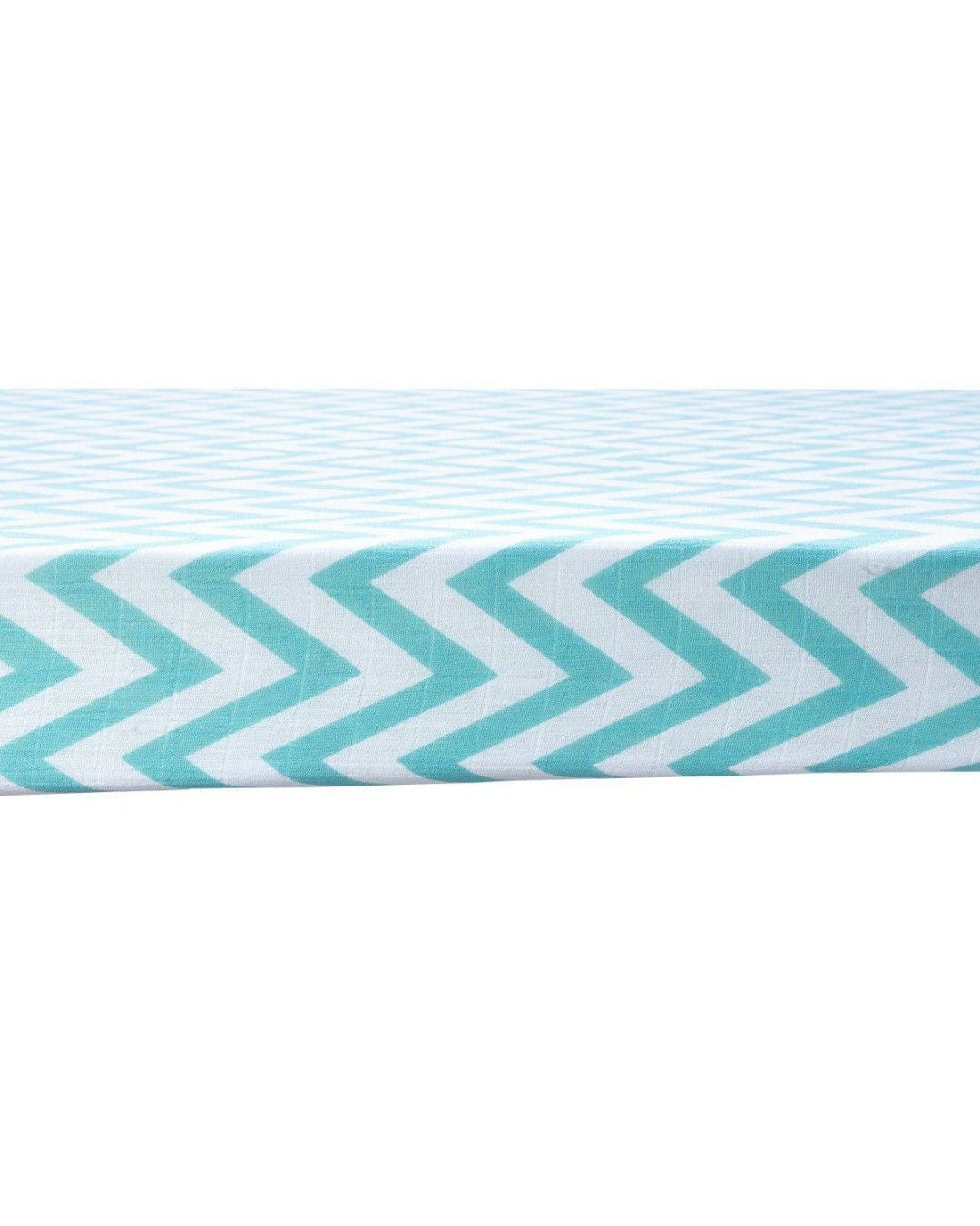 Theoni Chevron Love Fitted Crib Sheet - 100% Organic Cotton Muslin Cot Sheet, Super Soft, Breathable, Smooth, Absorbent, Twill Fabric For Infants, Newborns, Babies & Toddlers