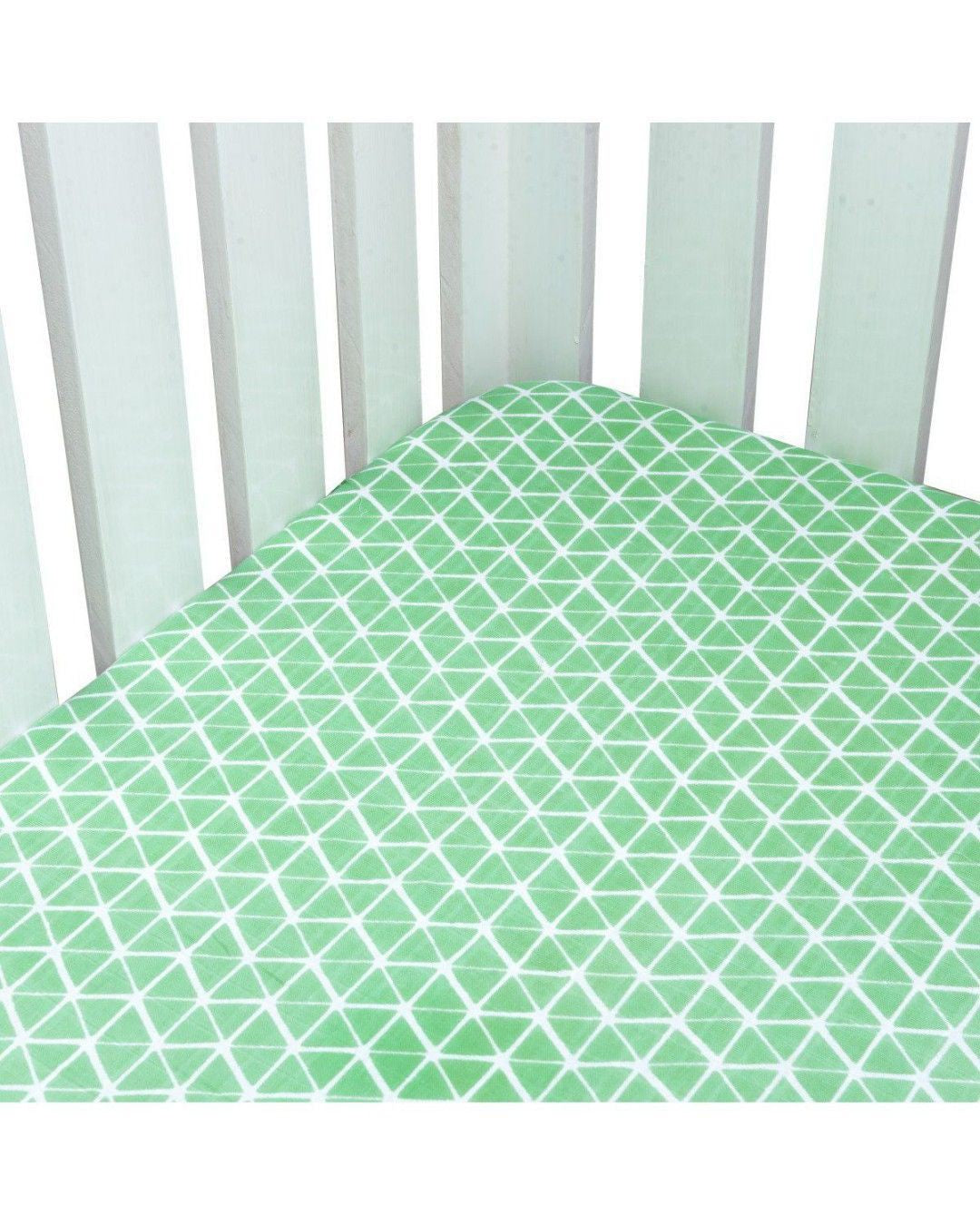 Theoni Aztec Green Fitted Crib Sheet - 100% Organic Cotton Muslin Cot Sheet, Super Soft, Breathable, Smooth, Absorbent, Twill Fabric For Infants, Newborns, Babies & Toddlers