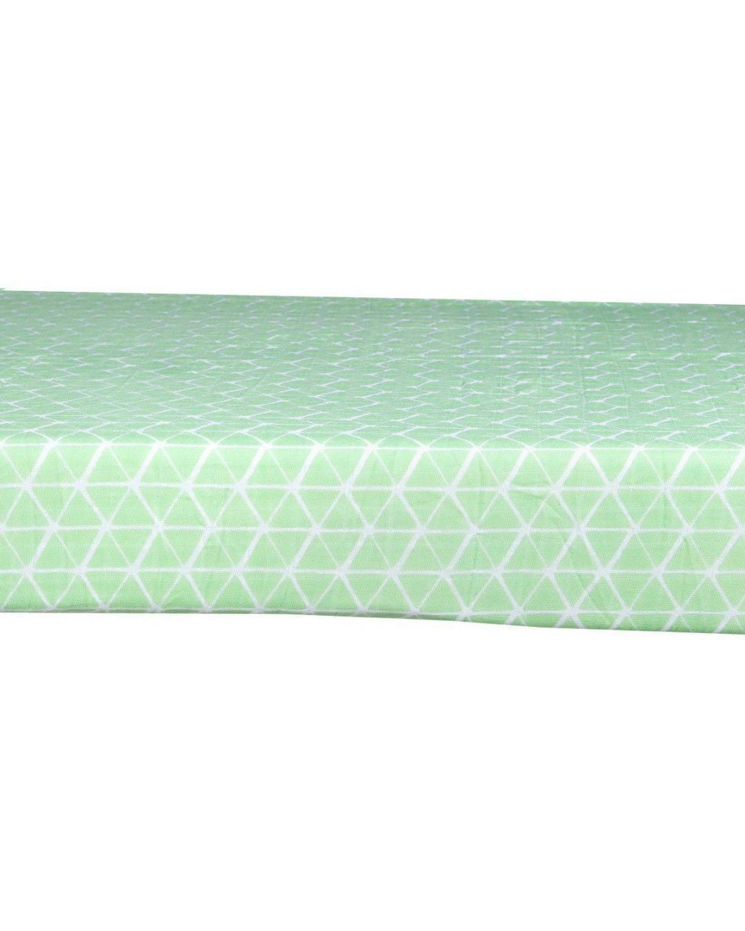 Theoni Aztec Green Fitted Crib Sheet - 100% Organic Cotton Muslin Cot Sheet, Super Soft, Breathable, Smooth, Absorbent, Twill Fabric For Infants, Newborns, Babies & Toddlers