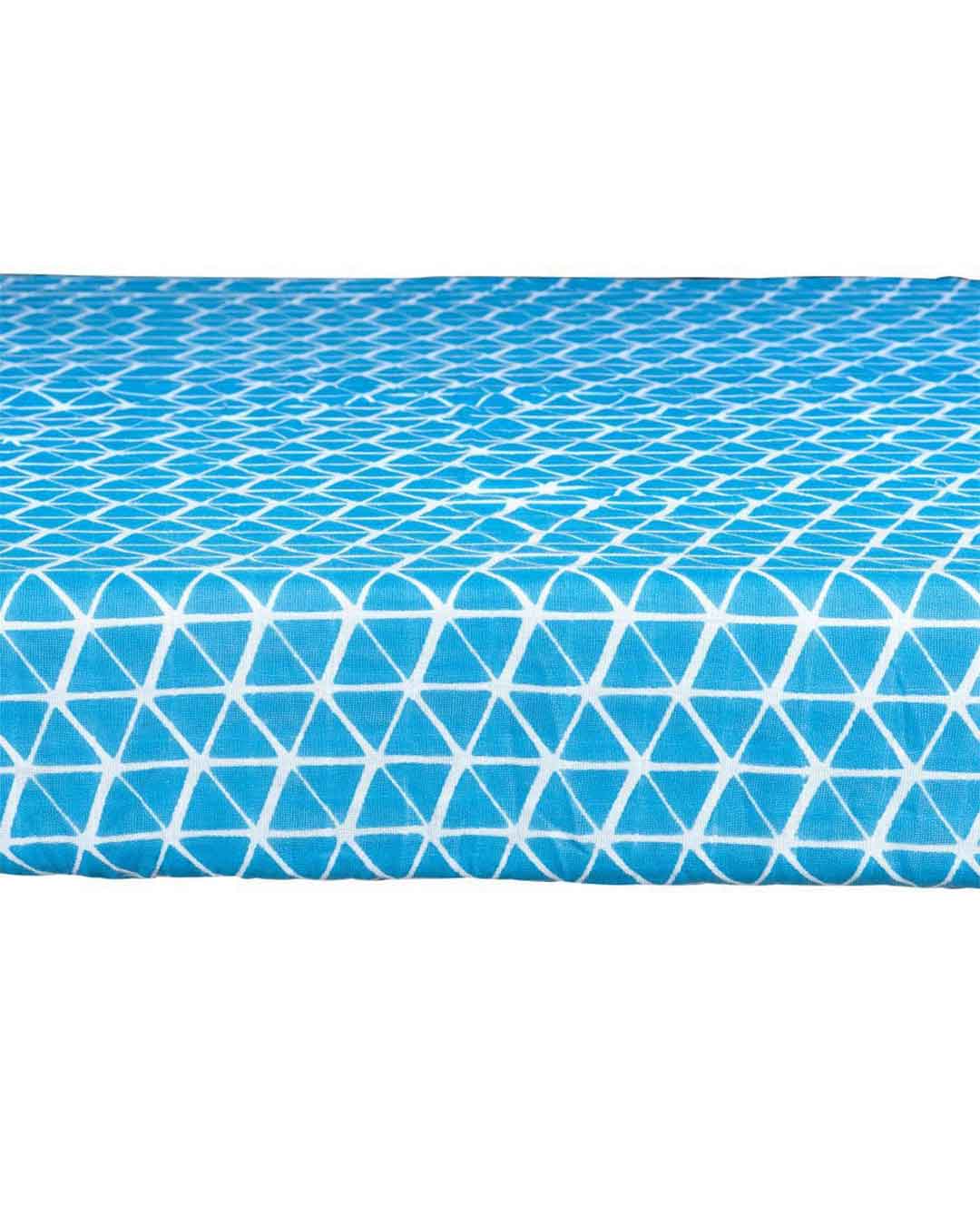 Theoni Aztec Blue Fitted Crib Sheet - 100% Organic Cotton Muslin Cot Sheet, Super Soft, Breathable, Smooth, Absorbent, Twill Fabric For Infants, Newborns, Babies & Toddlers