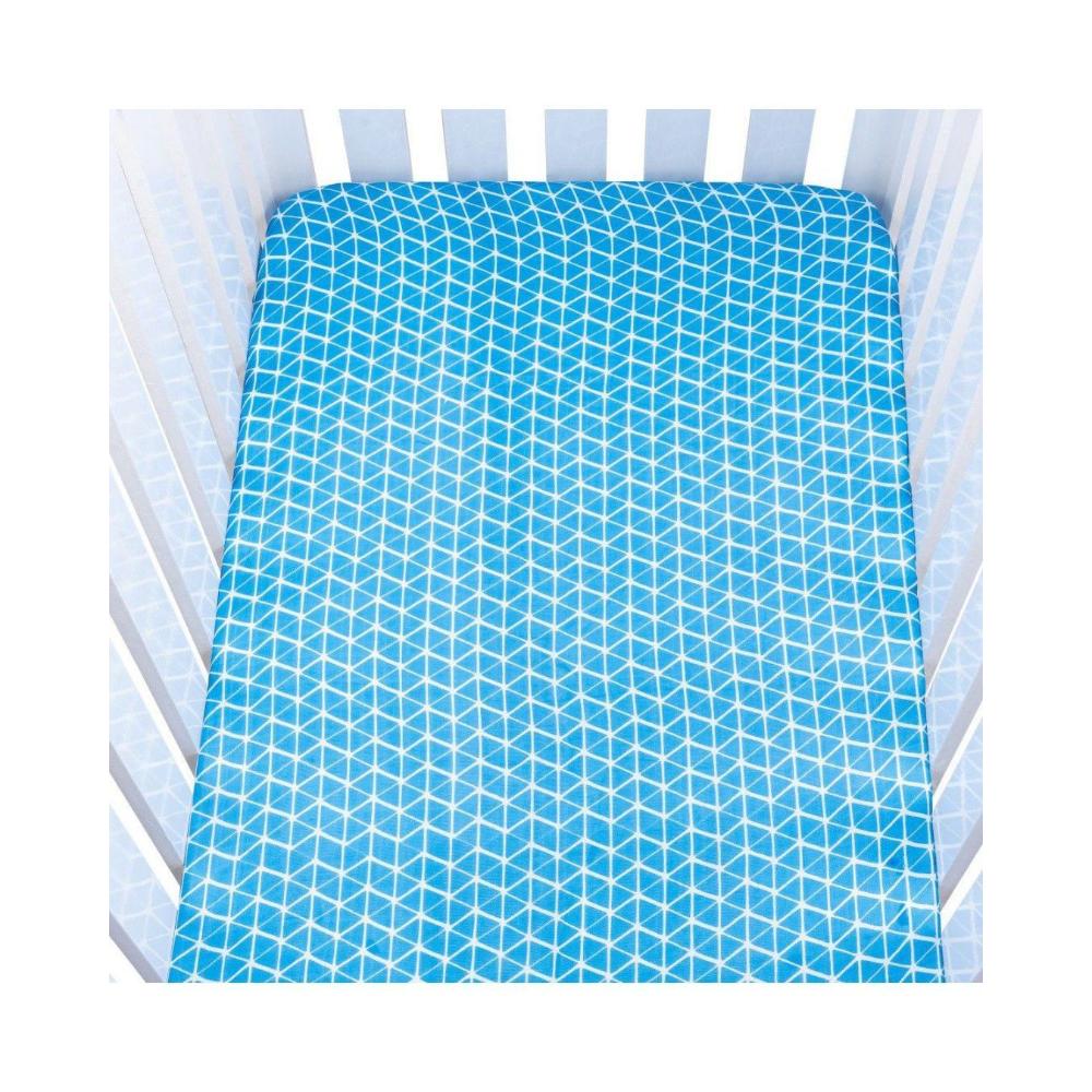 Theoni Aztec Blue Fitted Crib Sheet - 100% Organic Cotton Muslin Cot Sheet, Super Soft, Breathable, Smooth, Absorbent, Twill Fabric For Infants, Newborns, Babies & Toddlers