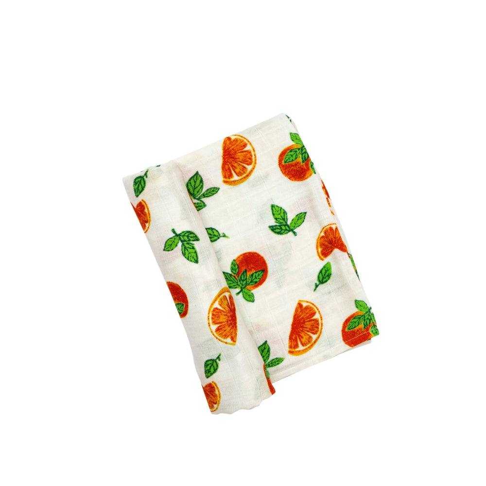 Theoni 100% organic cotton muslin swaddles(Set of 2)-Orange Blossoms