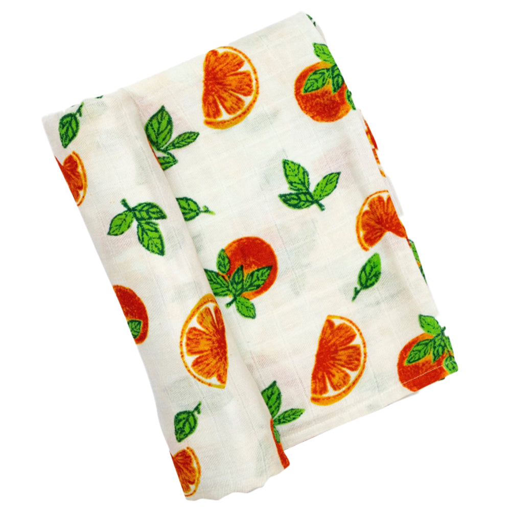 Theoni 100% organic cotton muslin swaddles(Set of 2)-Orange Blossoms