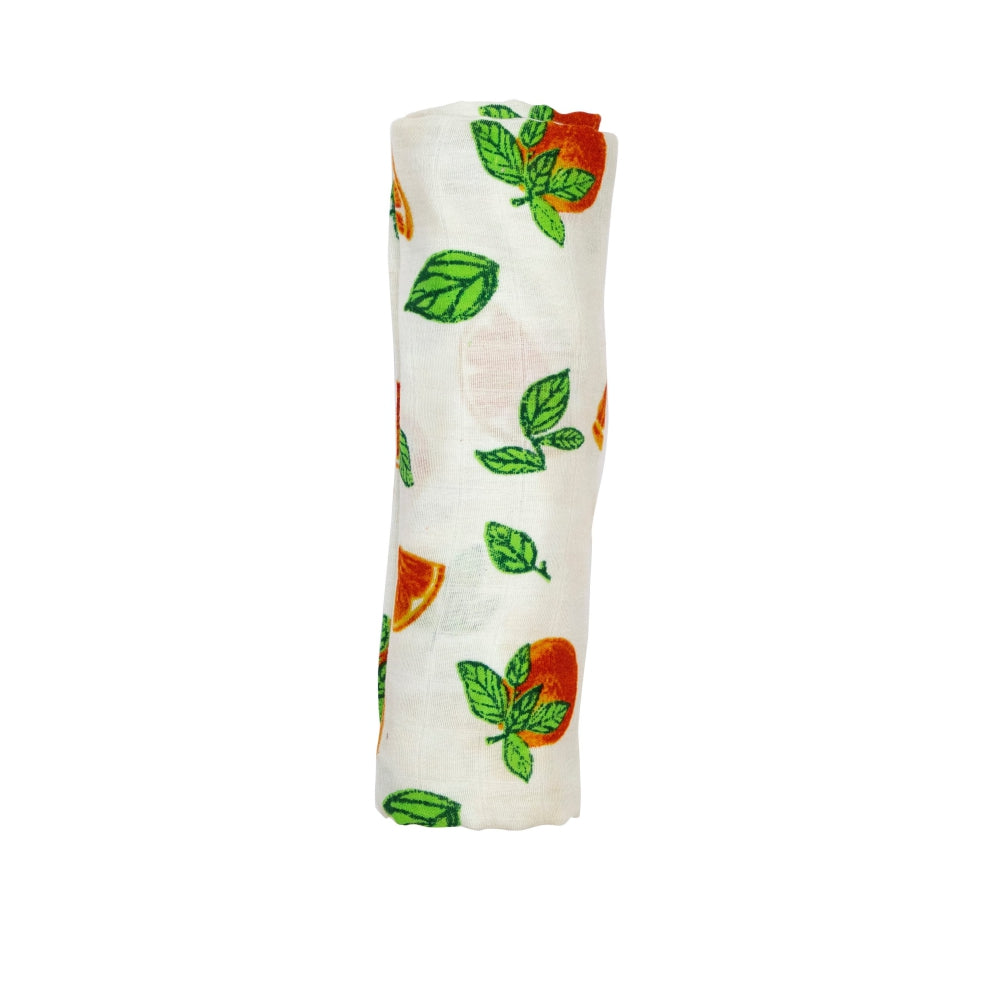 Theoni 100% organic cotton muslin swaddle-Orange Blossoms