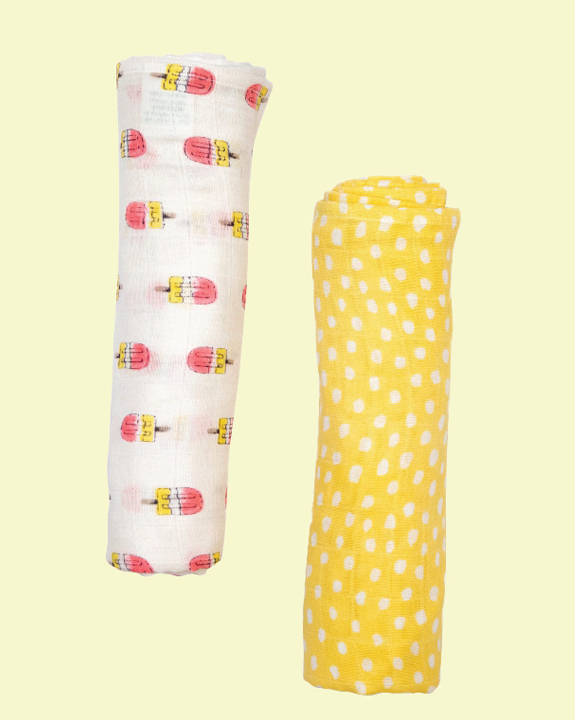 Theoni 100% organic cotton muslin swaddles(Set of 2)-Popsicle Fun Pink