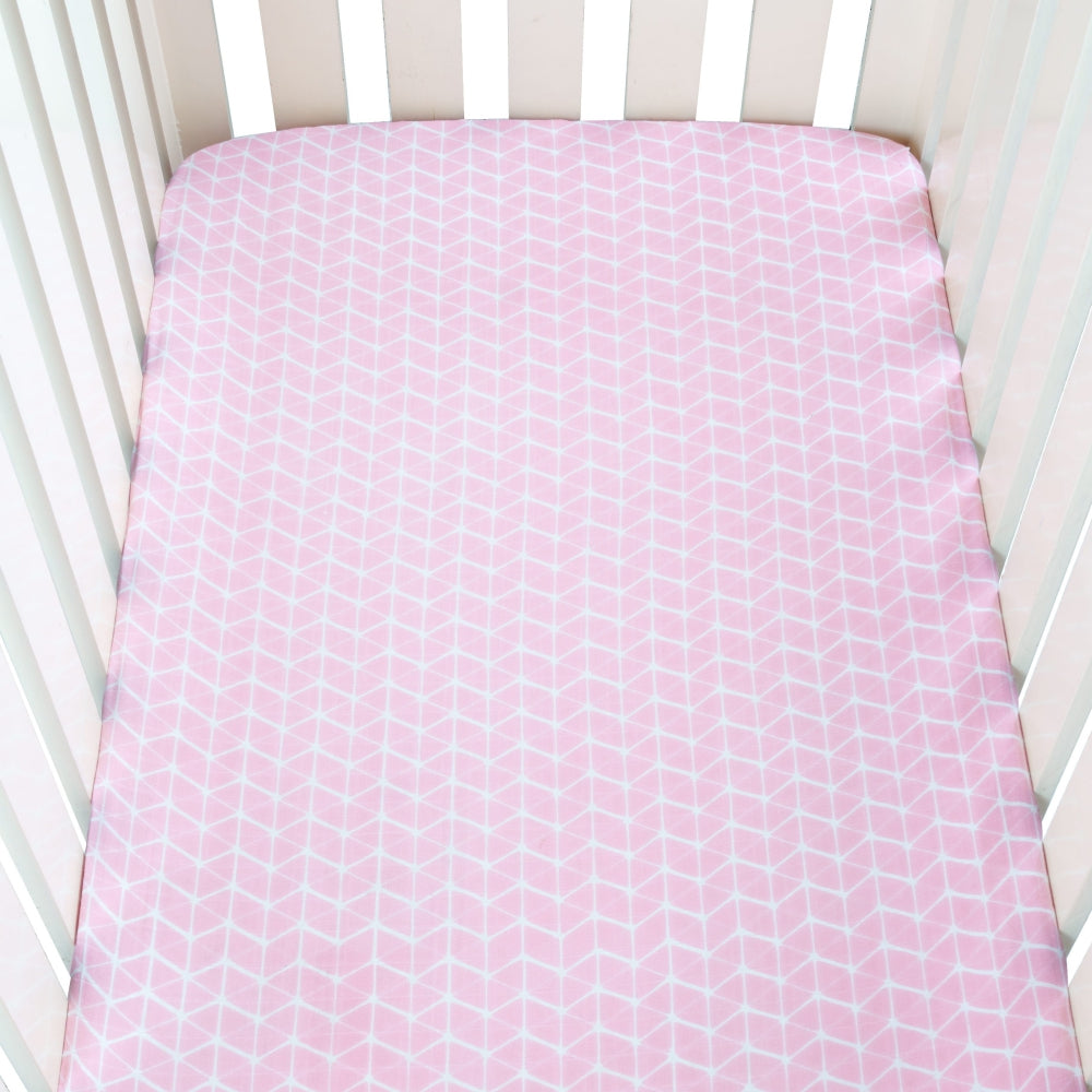 Theoni Aztec Pink Fitted Crib Sheet - 100% Organic Cotton Muslin Cot Sheet, Super Soft, Breathable, Smooth, Absorbent, Twill Fabric For Infants, Newborns, Babies & Toddlers