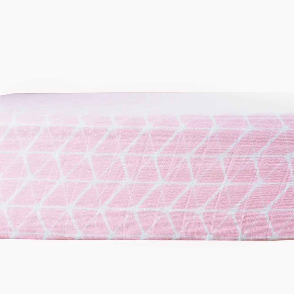 Theoni Aztec Pink Fitted Crib Sheet - 100% Organic Cotton Muslin Cot Sheet, Super Soft, Breathable, Smooth, Absorbent, Twill Fabric For Infants, Newborns, Babies & Toddlers