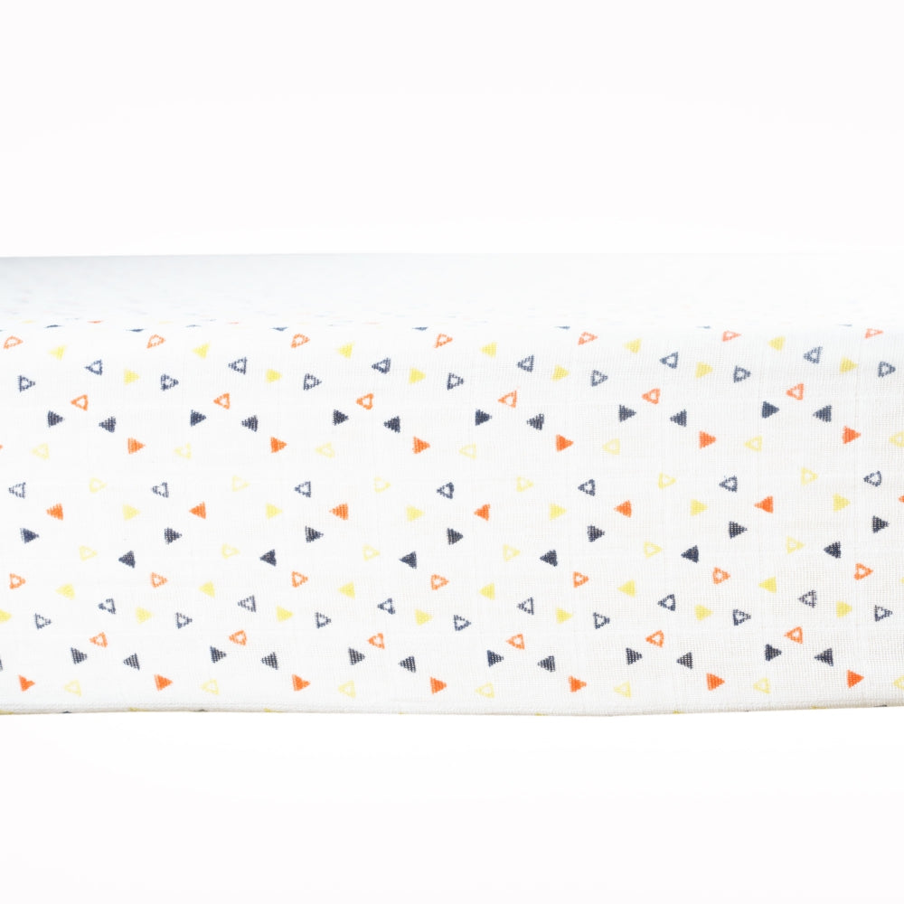 Theoni Triangle Confetti Fitted Crib Sheet - 100% Organic Cotton Muslin Cot Sheet, Super Soft, Breathable, Smooth, Absorbent, Twill Fabric For Infants, Newborns, Babies & Toddlers