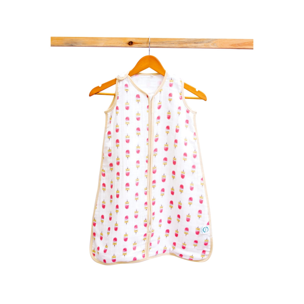 Theoni 100% organic cotton muslin Baby Sleeping Bag - Popsicle Fun Pink