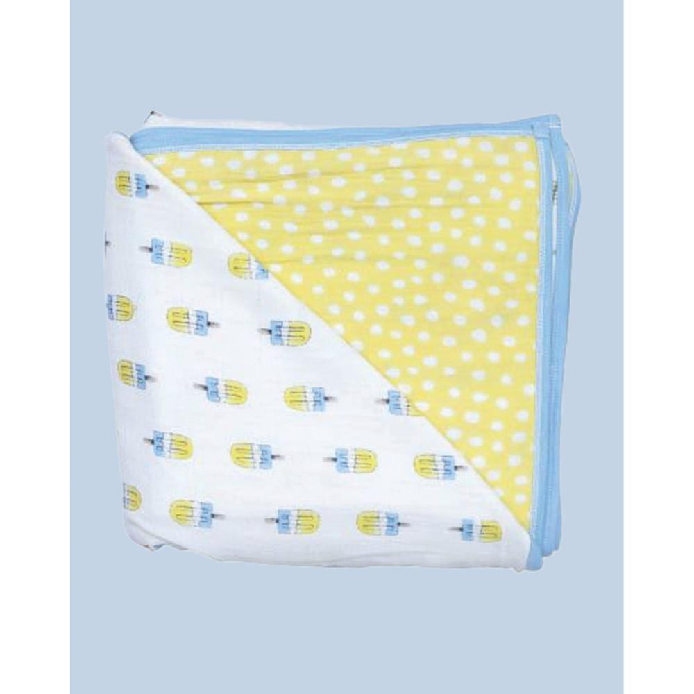 Theoni 100% Organic muslin reversible Snuggle Blankets-Popsicle Fun Blue