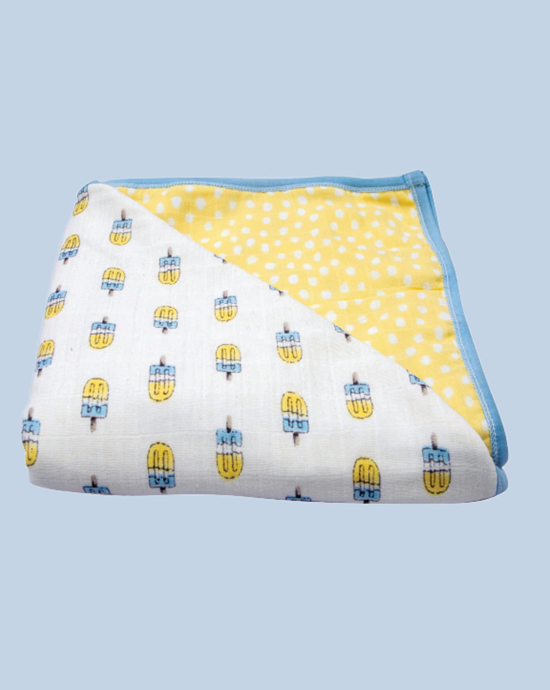 Theoni 100% Organic muslin reversible Snuggle Blankets-Popsicle Fun Blue