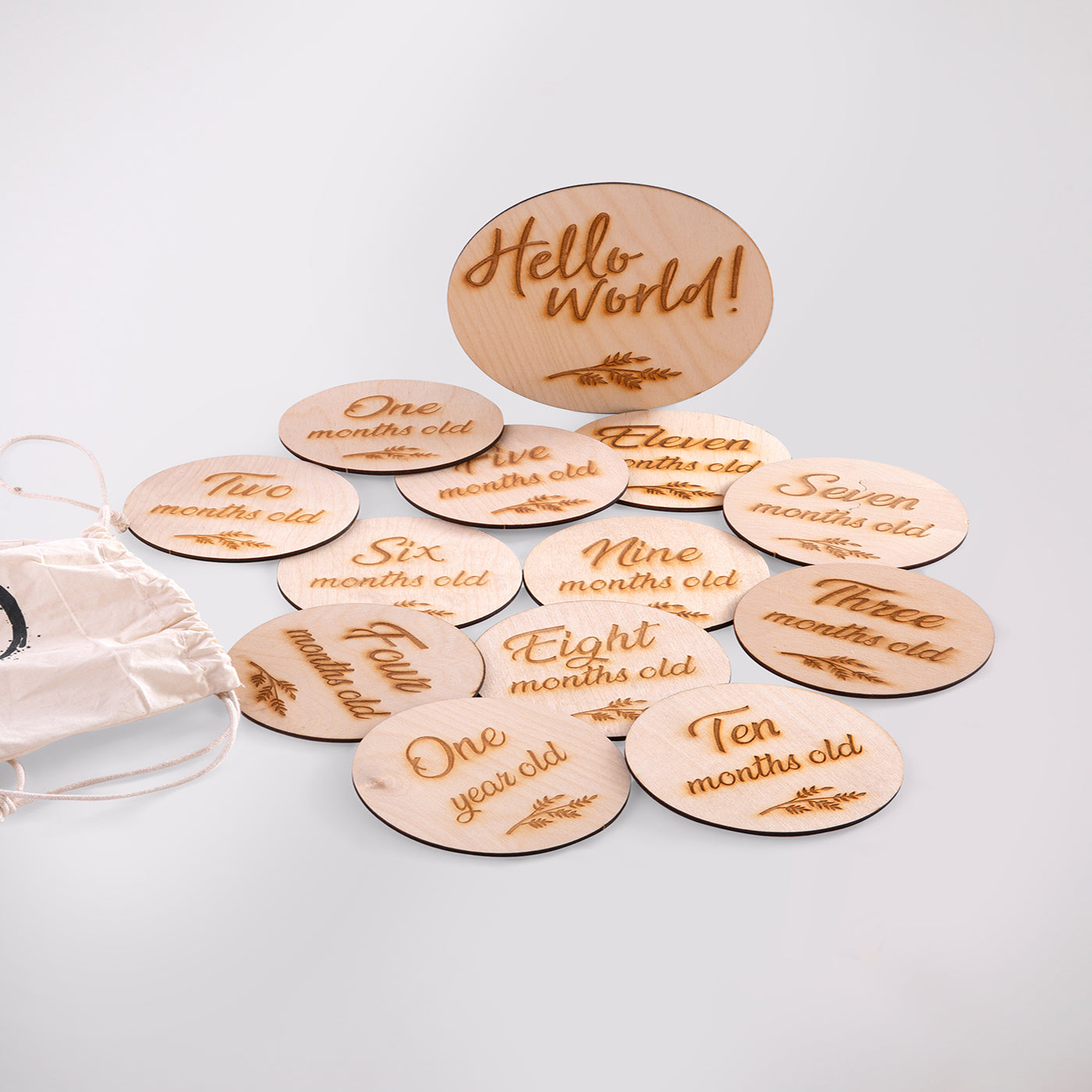 Baby Monthly Photo Props: Classic Wooden Monthly Milestone Card Discs From Newborn To 1 Year, Wooden Baby Photoshoot Props For Baby Girl Or Baby Boy Newborn Gifts 13 Pc