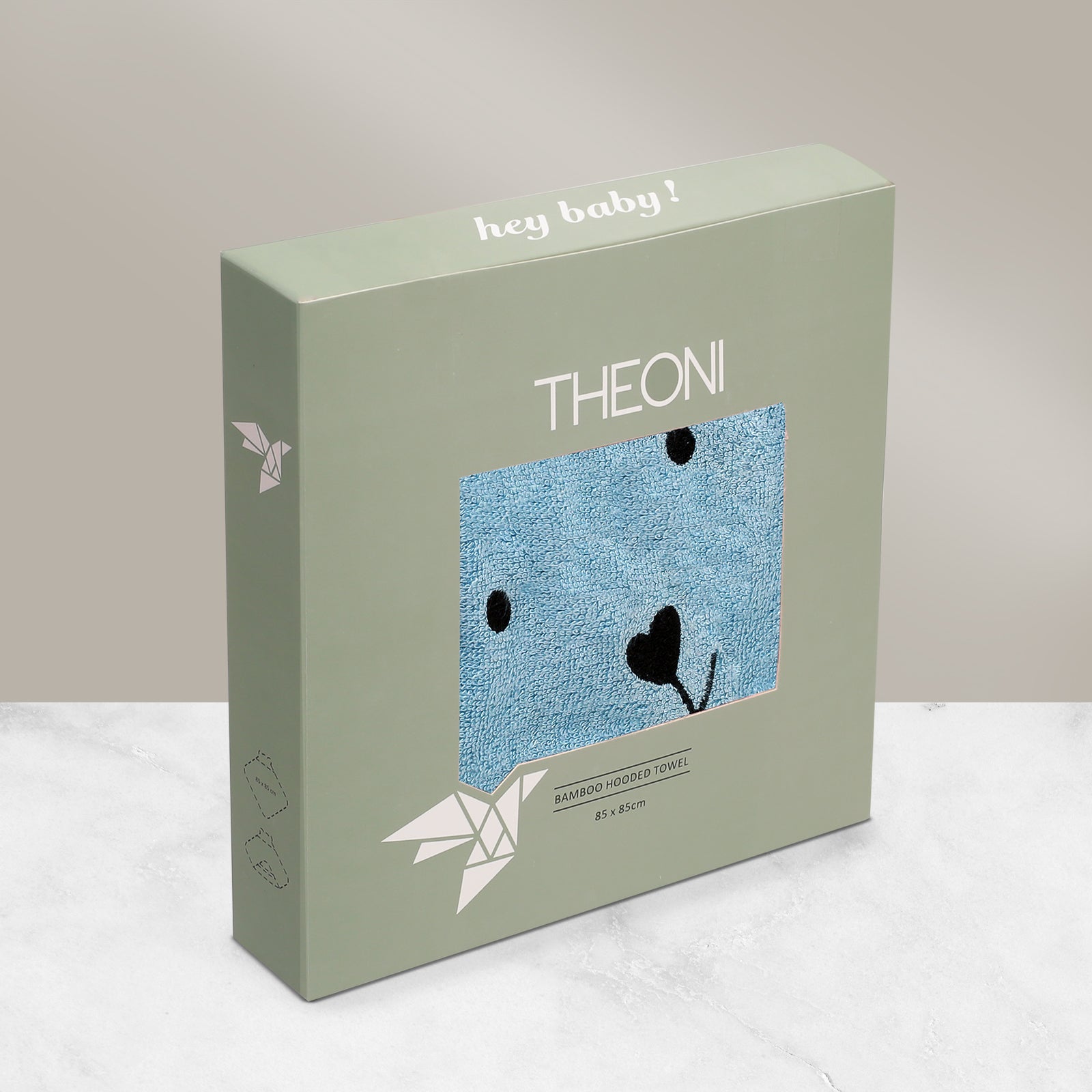 Theoni Bamboo Hooded Baby Towel - Powder blue