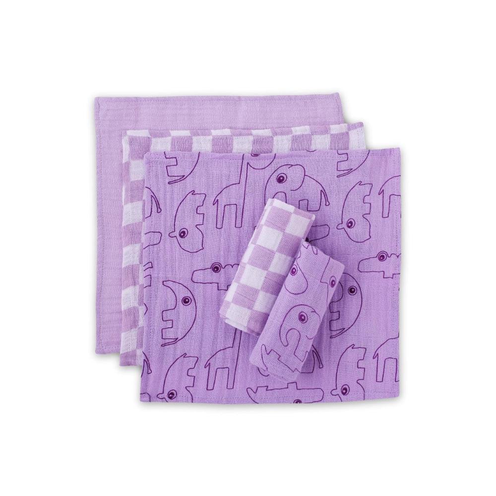 Theoni 100% Cotton Muslin Washcloths - Lilac Baby napkins / wipes