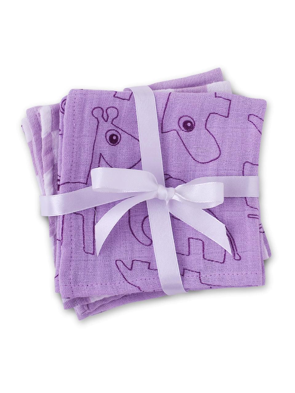 Theoni 100% Cotton Muslin Washcloths - Lilac Baby napkins / wipes