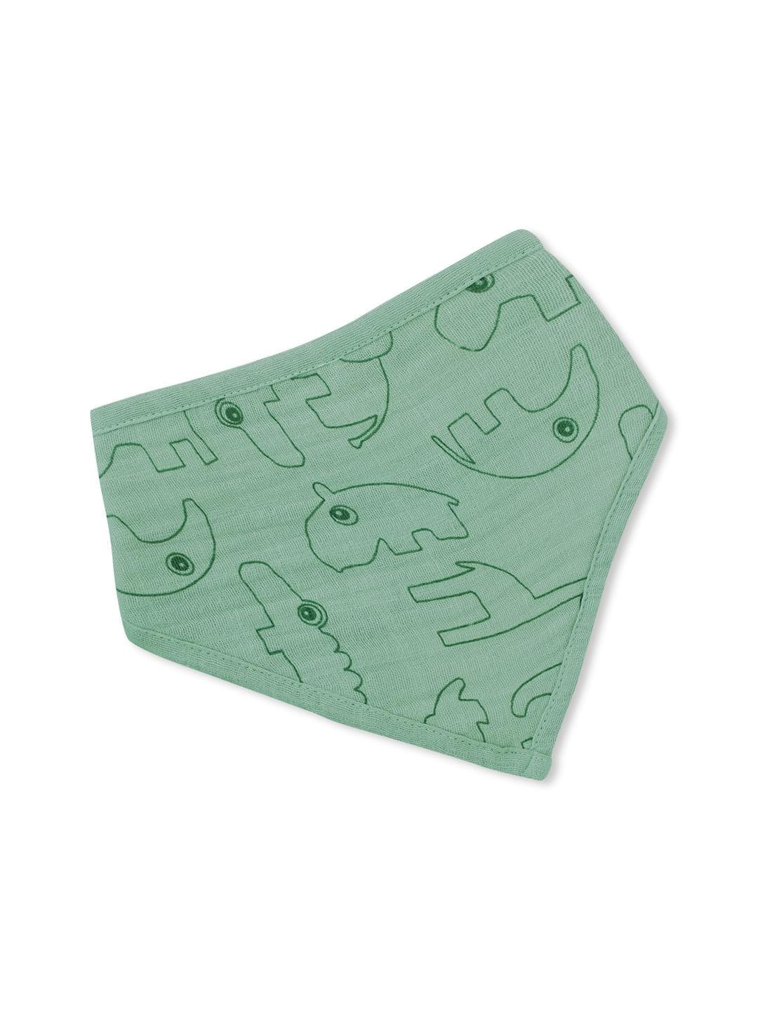 Theoni Forest Friends - Sage Green 100% Cotton Muslin Bib for Baby - Stylish, Super Absorbent, Gentle Teething Bib for Infants & Toddlers, Unisex Bandana Drool Bib for Boys & Girls