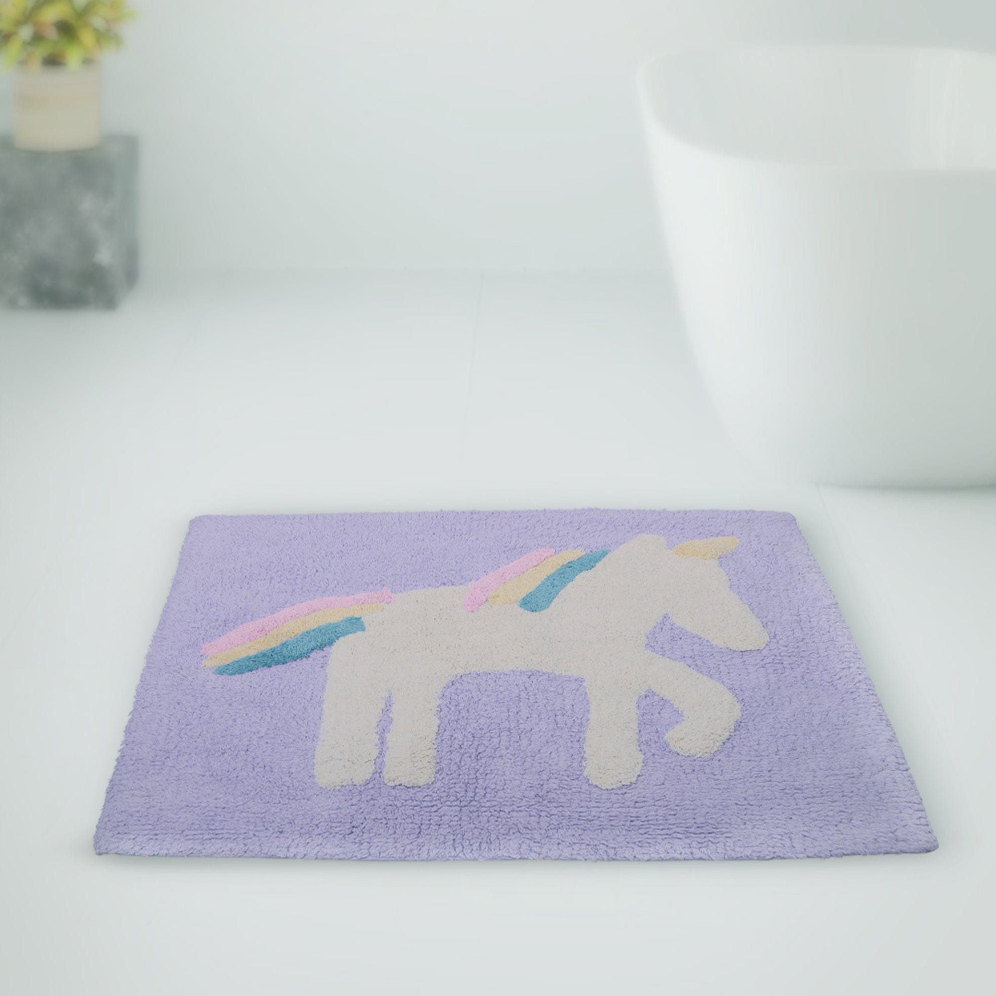 Unicorn Pink Bathroom Rugs - Cotton Bath Mat / Kids Rugs Absorbent and Washable Bath Rug Non-Slip, fluffy Rugs for Bathroom Floor, Shower, Sink, Door (19" x 25")