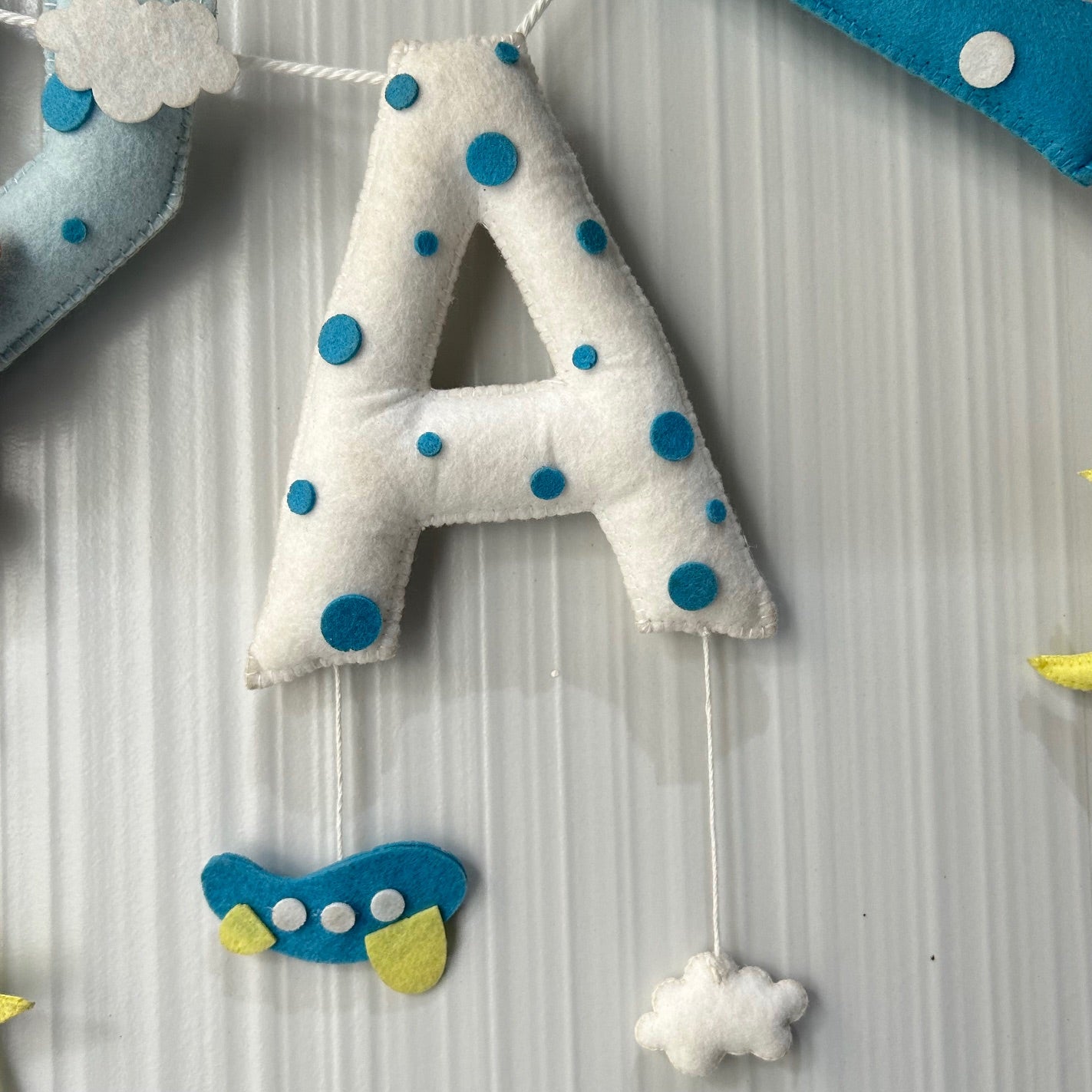 Teddy on a Plane Name Bunting Garland