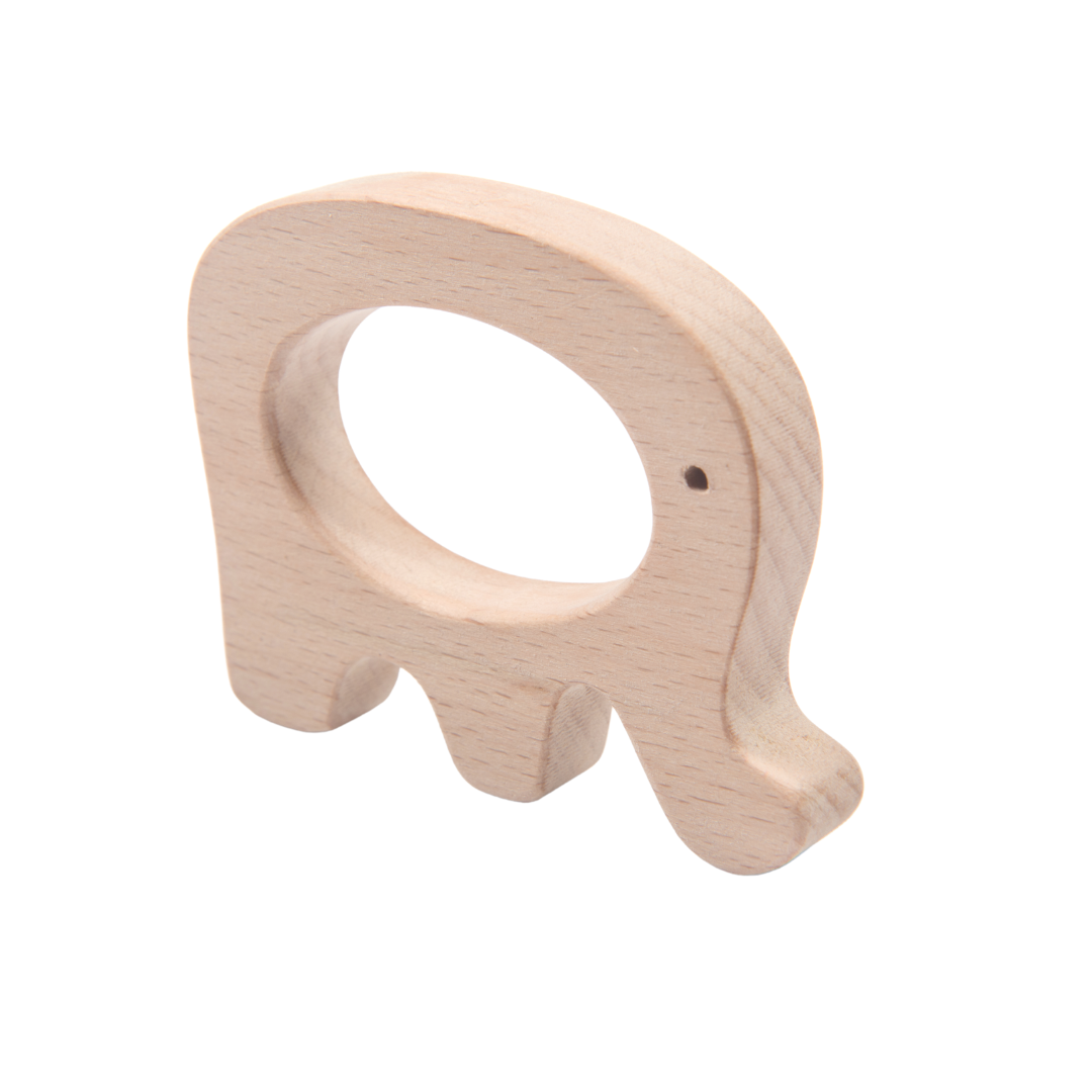 Wooden Car & Elefant Teether Set | Beech Wood Teether for Babies