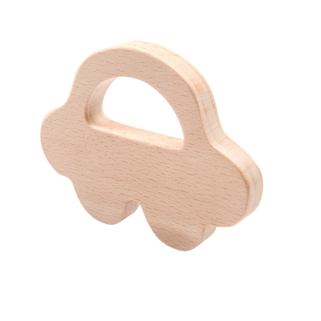 Wooden Car & Elefant Teether Set | Beech Wood Teether for Babies