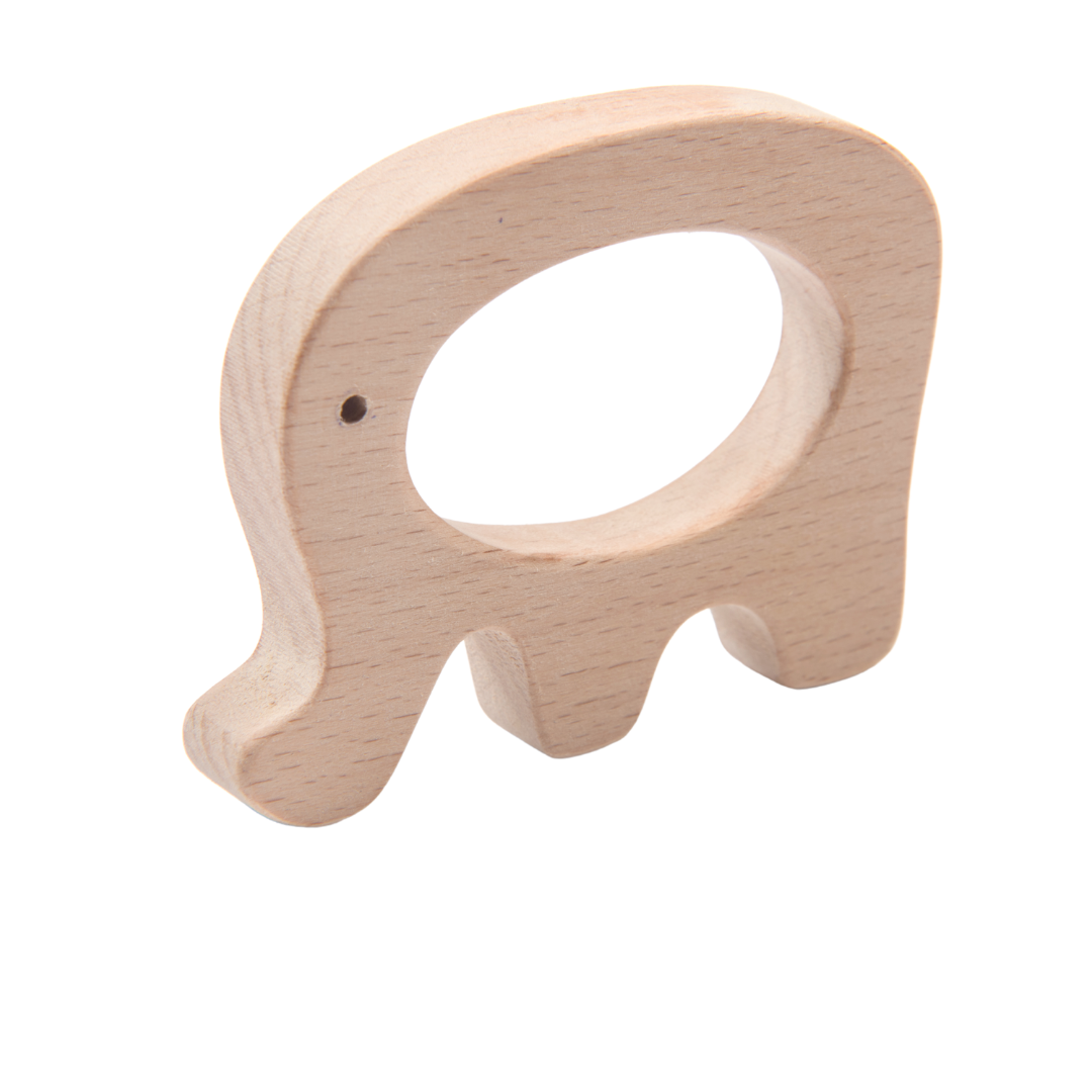 Wooden Car & Elefant Teether Set | Beech Wood Teether for Babies