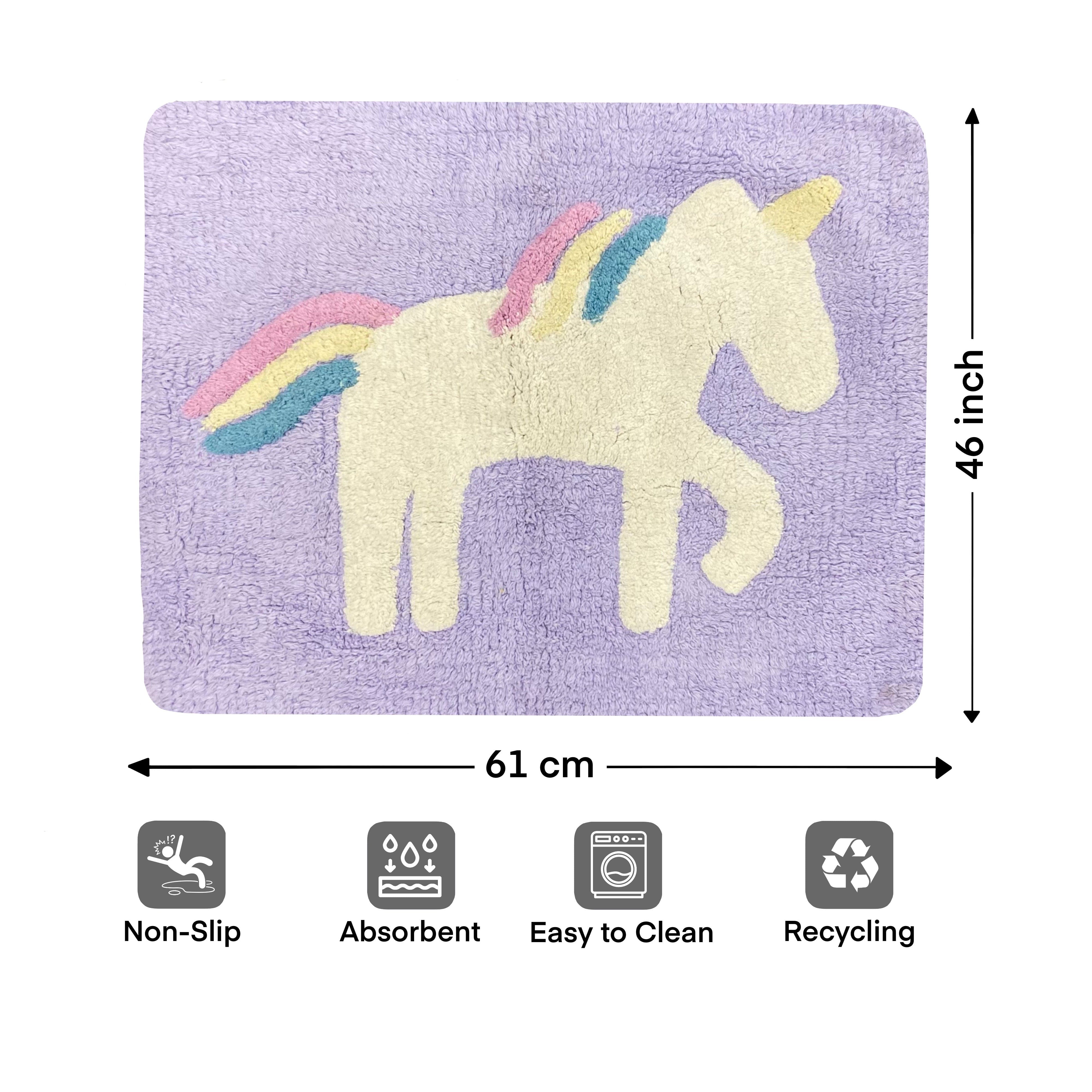 Unicorn Pink Bathroom Rugs - Cotton Bath Mat / Kids Rugs Absorbent and Washable Bath Rug Non-Slip, fluffy Rugs for Bathroom Floor, Shower, Sink, Door (19" x 25")