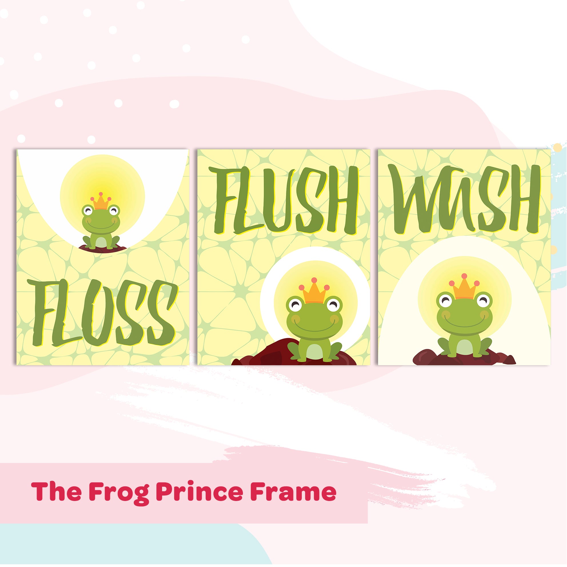 The Frog Prince Bathroom Frames For Wall (Set of 3)