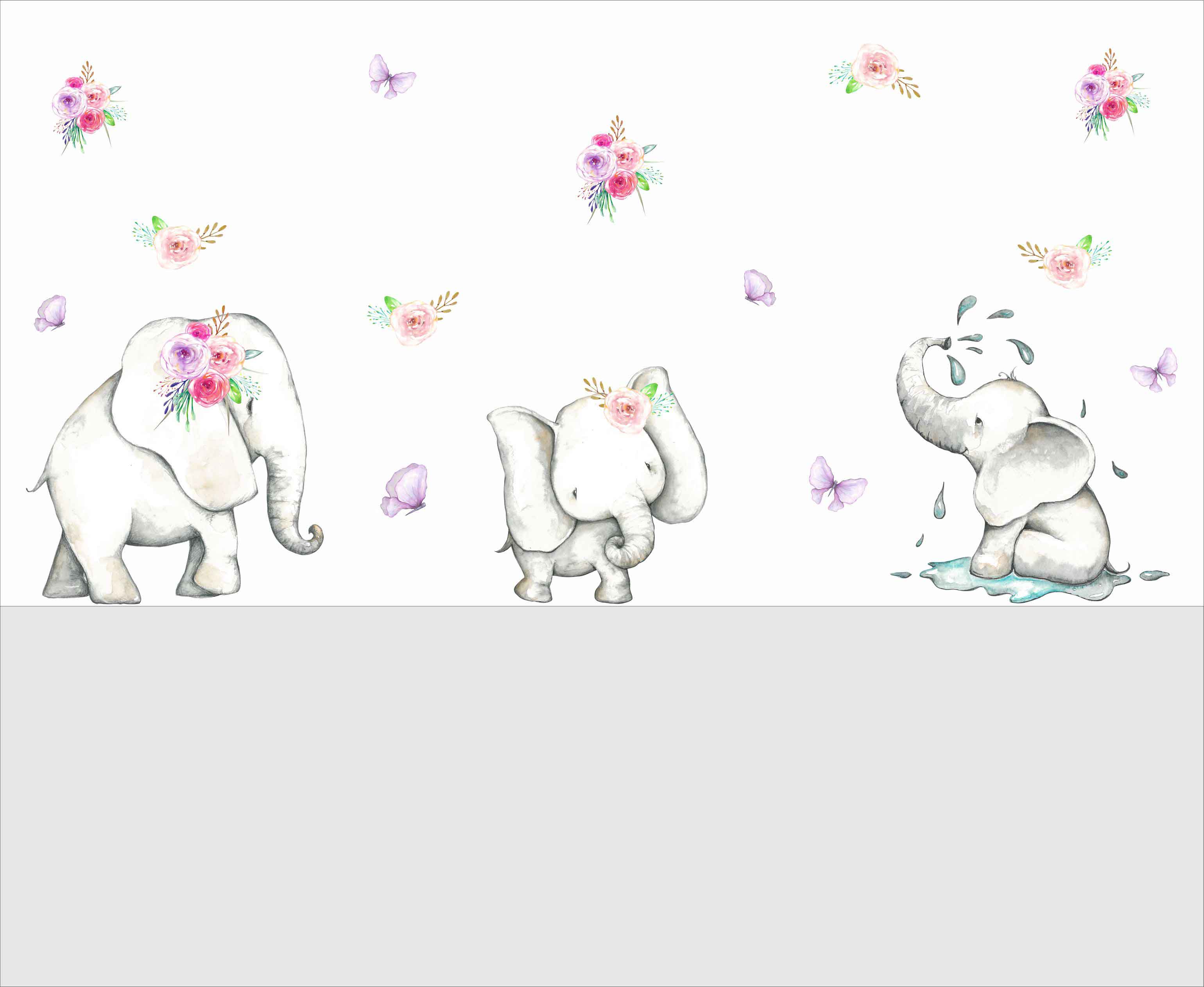 Cute Elephant Wall Decal For Baby Nursery