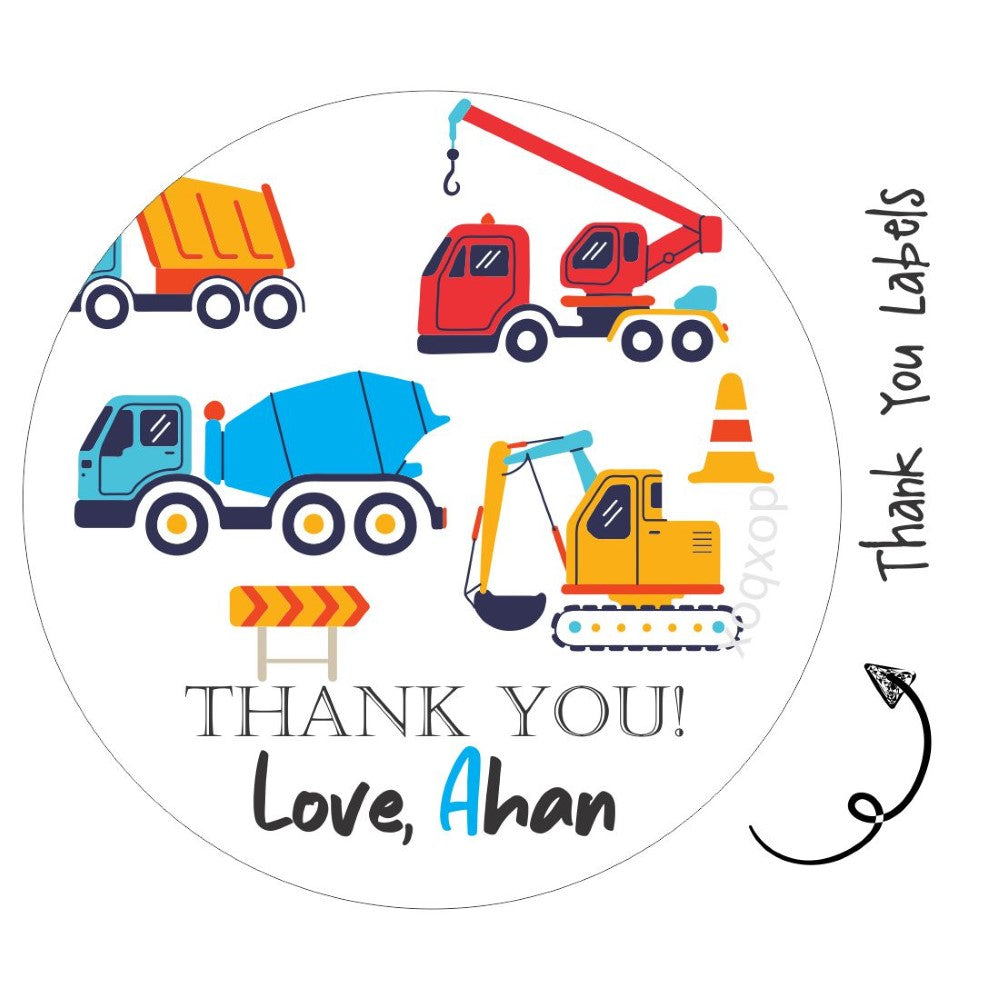 Round Thank You Label - Transport