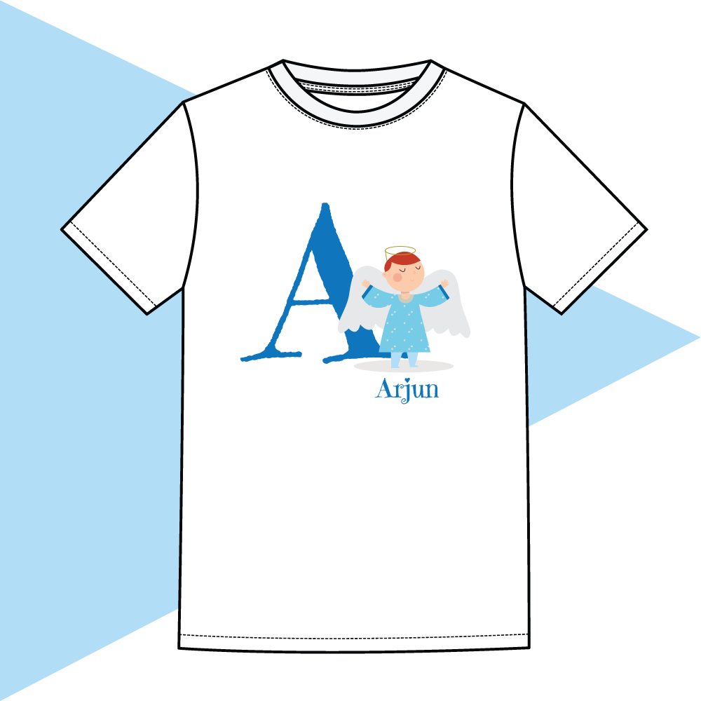 Initial Angel T shirt - Blue