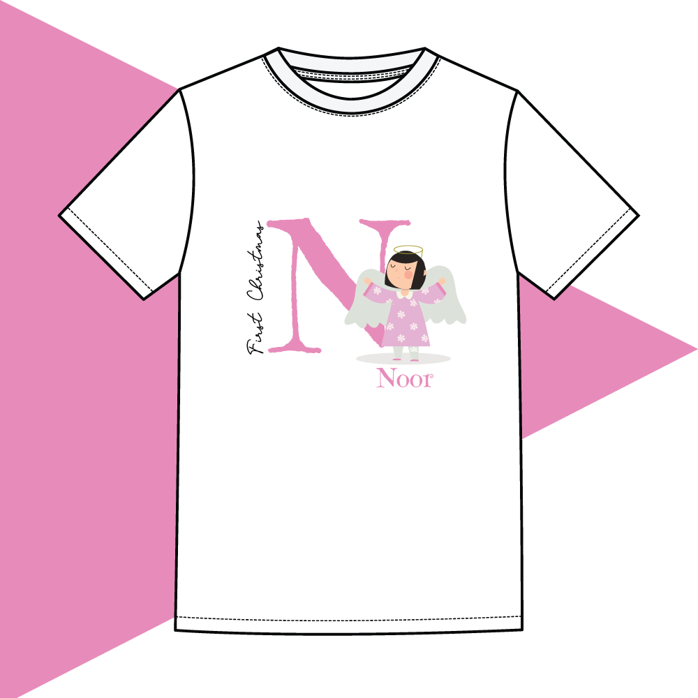 First Christmas Angel Tshirt - Pink