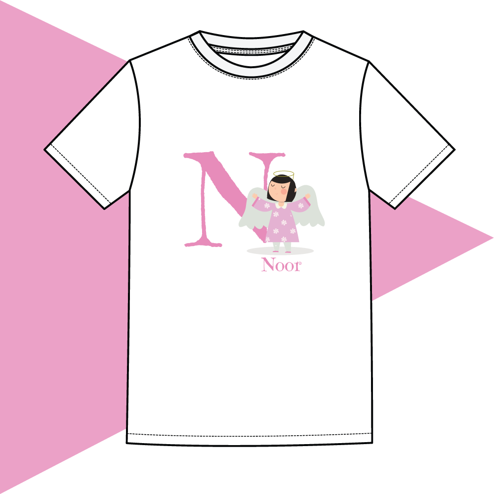 Initial Angel T shirt - Pink