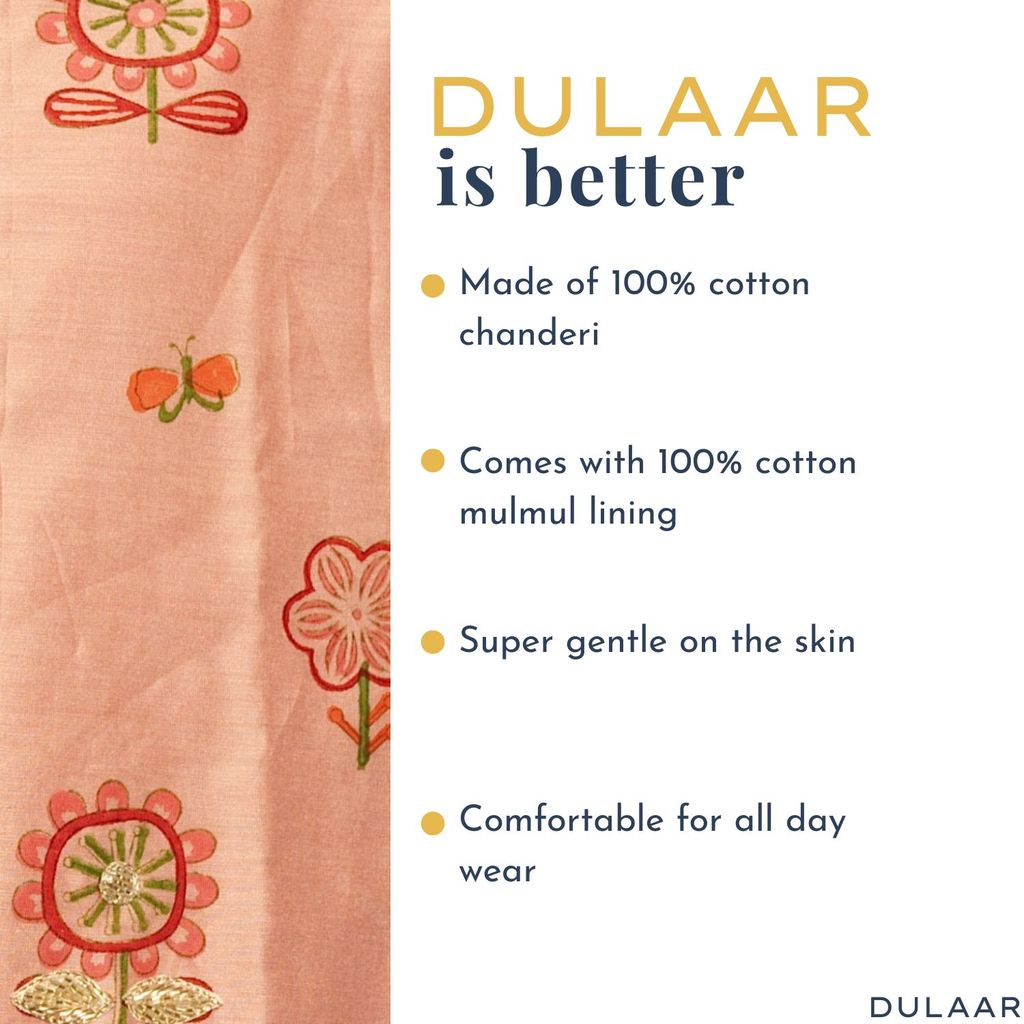 Chanderi Kurta Pyjama Set | Hand-Block Printed (Zardosi Booti Work)