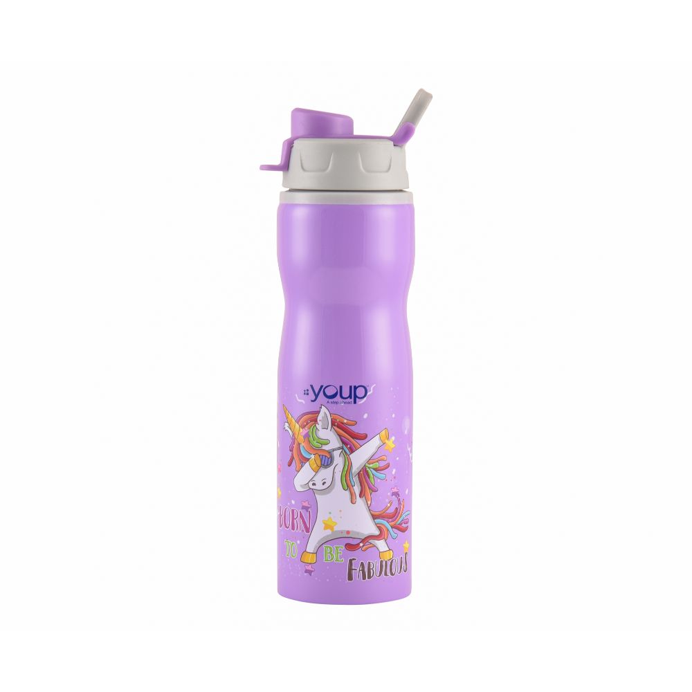 Youp Stainless Steel Purple Color Unicorn Kids Water Bottle Bingo - 750 Ml