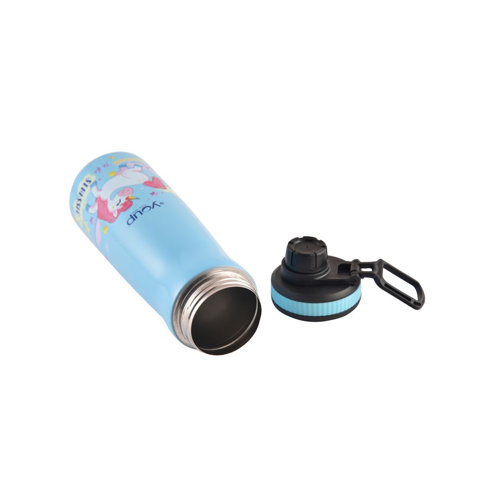 Youp Stainless Steel Blue Color Unicorn Kids Water Bottle Euro - 750 Ml