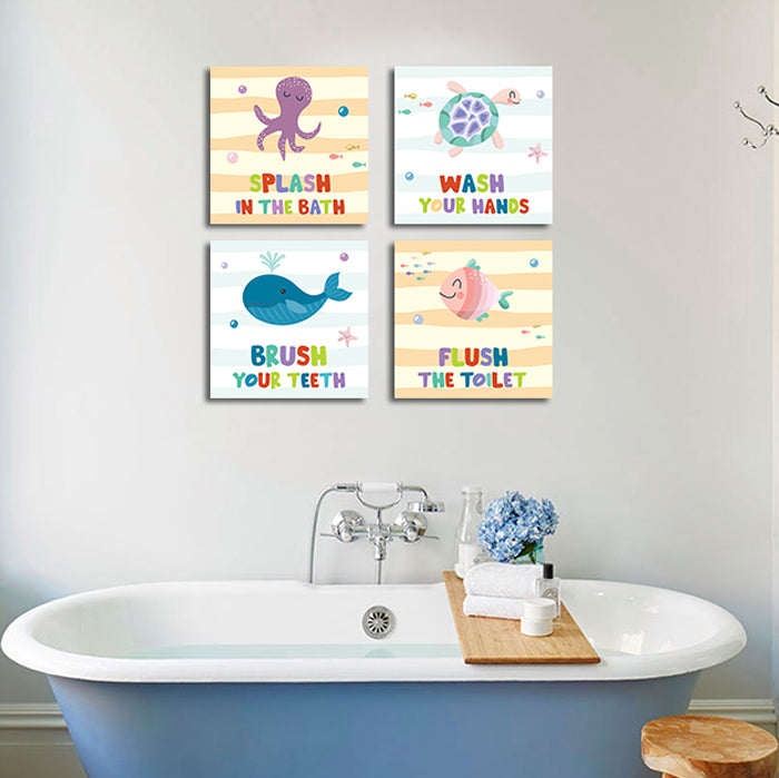 Under The Sea Bathroom Frames For Wall (Set of 4)